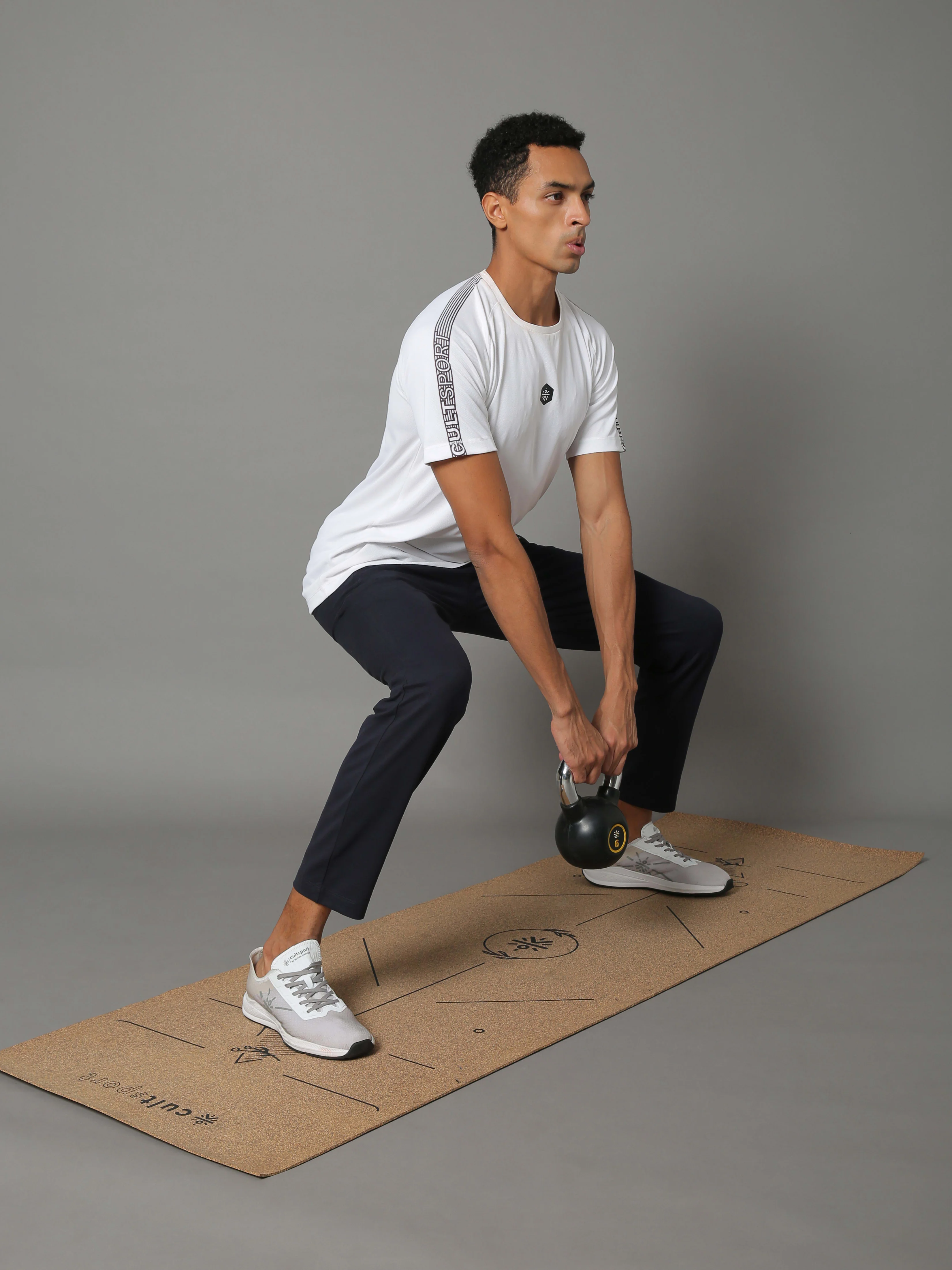 2 in 1 Workout/Yoga Cork (Eco Friendly) Mat (3mm) With Stance Marking - Image 3