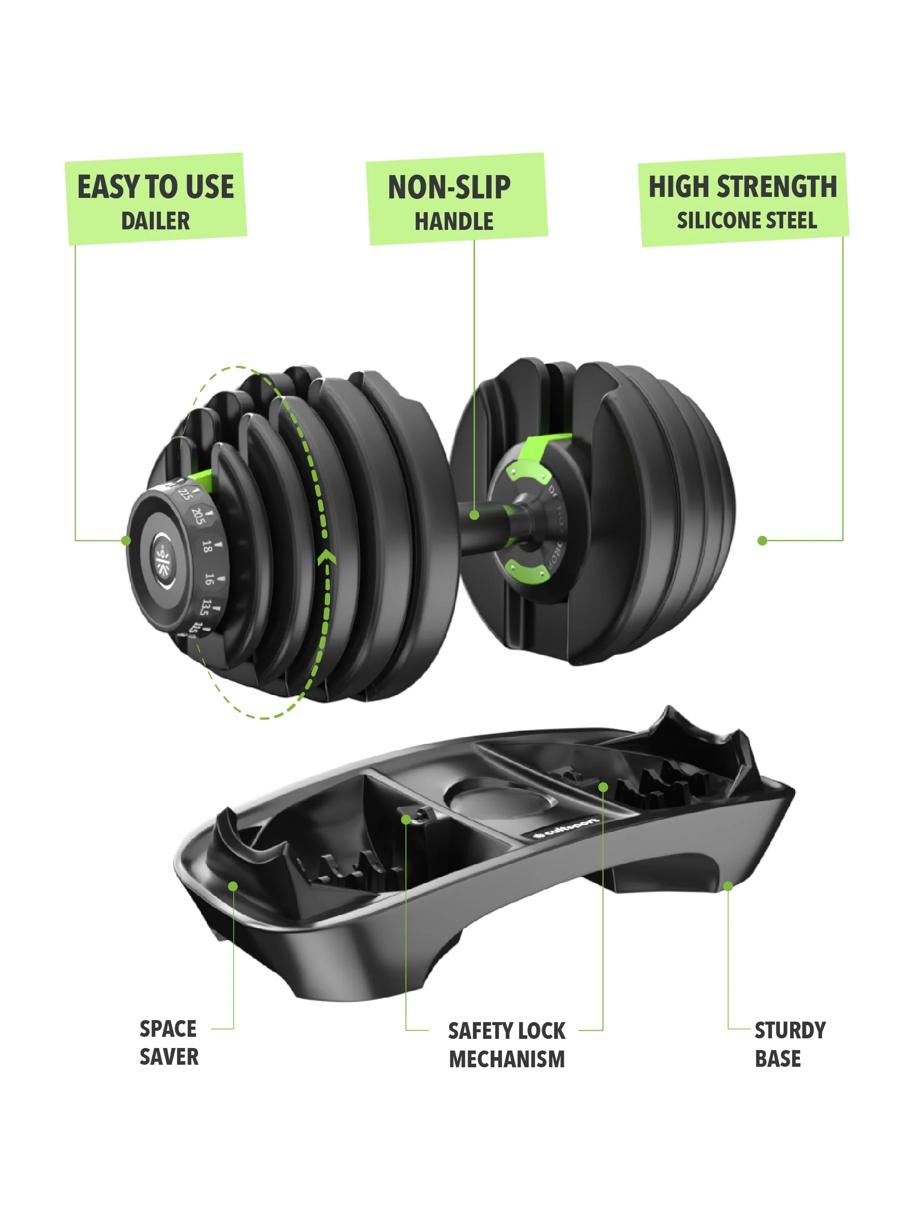 Cult 24x2 kg Compact Adjustable Dumbbells (2.5kg to 24kg), Easy Weight Change: 15-in-1 (Pair of 2-24Kg adjustable Dumbbells) (6 Months extended Warranty only on Cultstore.com) - Image 4