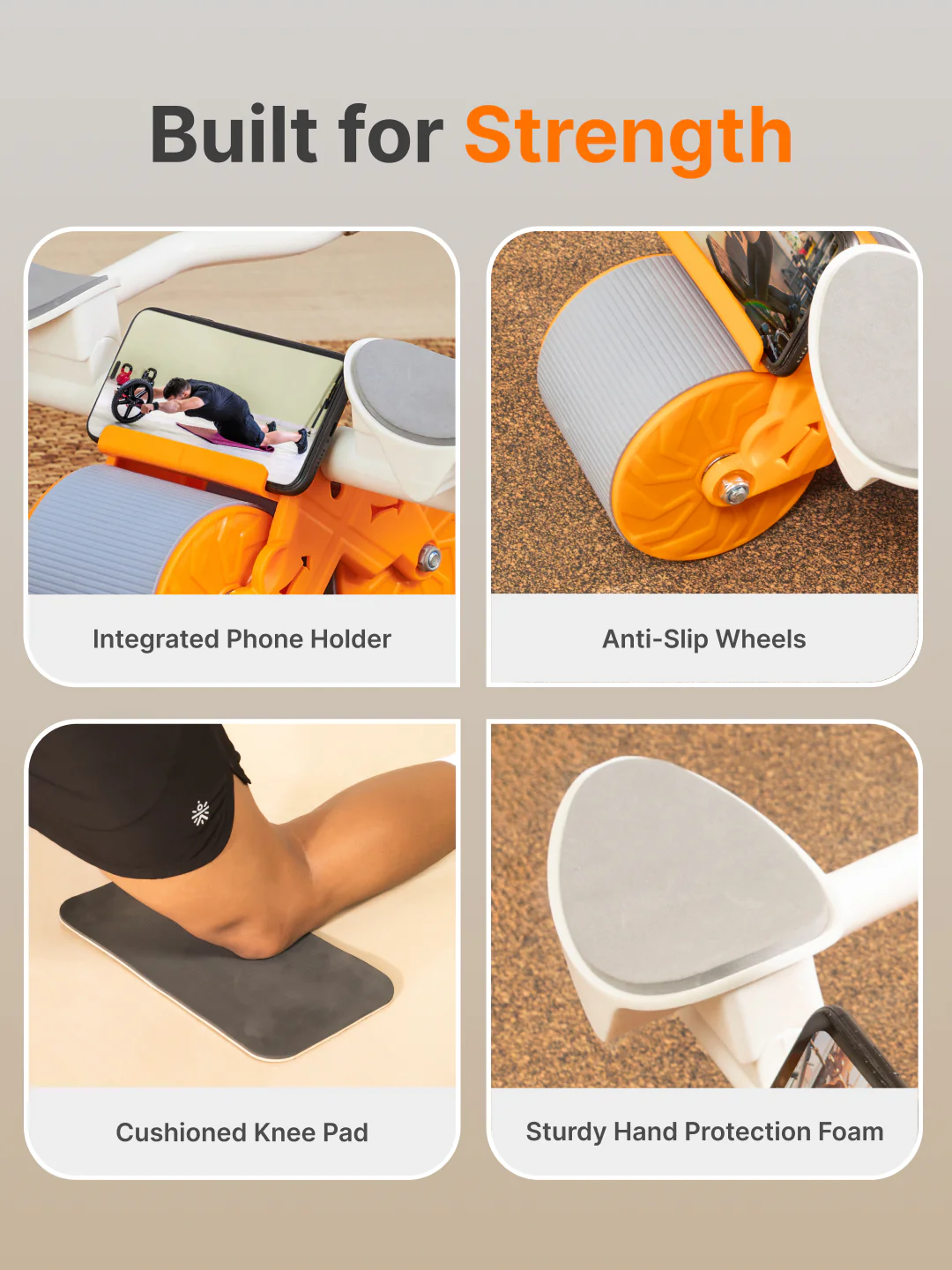 Ab Roller for Men & Women, with Elbow Support, Timer , Mobile Holder - Image 3