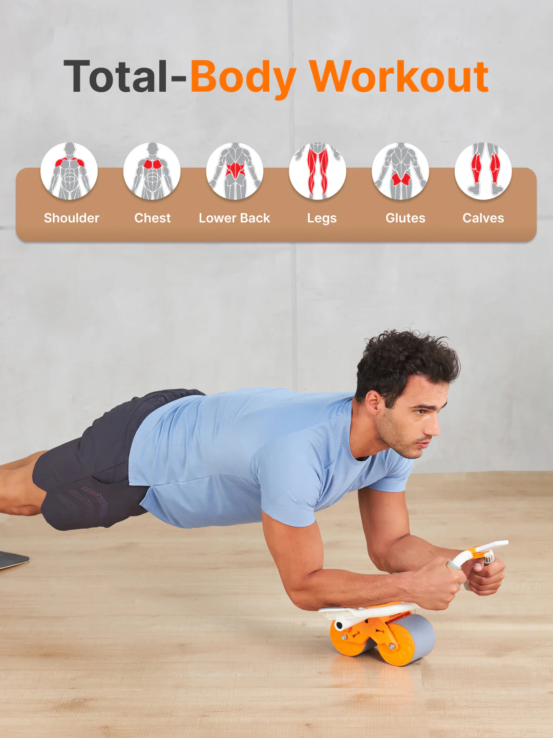 Ab Roller for Men & Women, with Elbow Support, Timer , Mobile Holder - Image 4