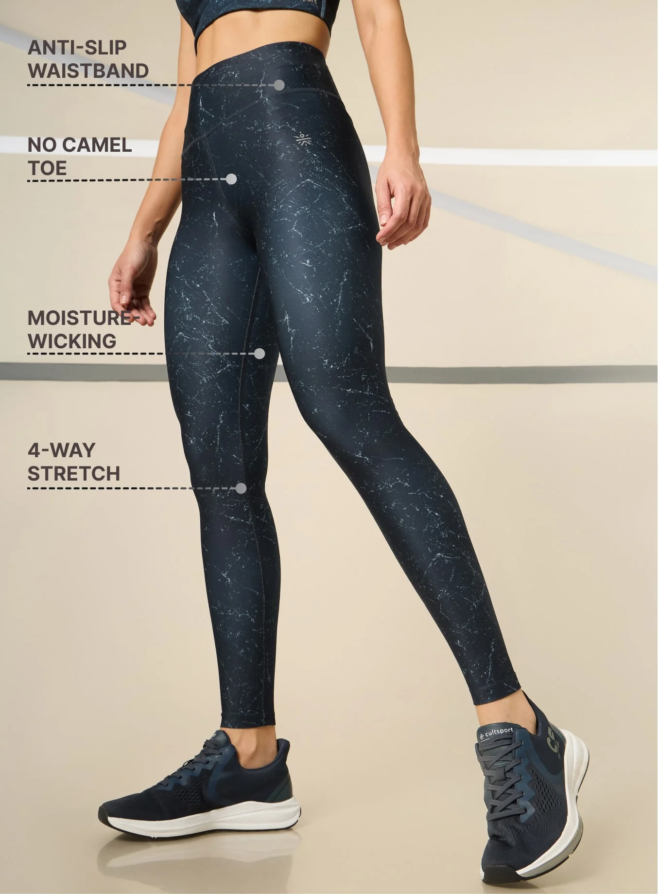 Absolute Fit Teal Marble All Over Print Tights - Image 5