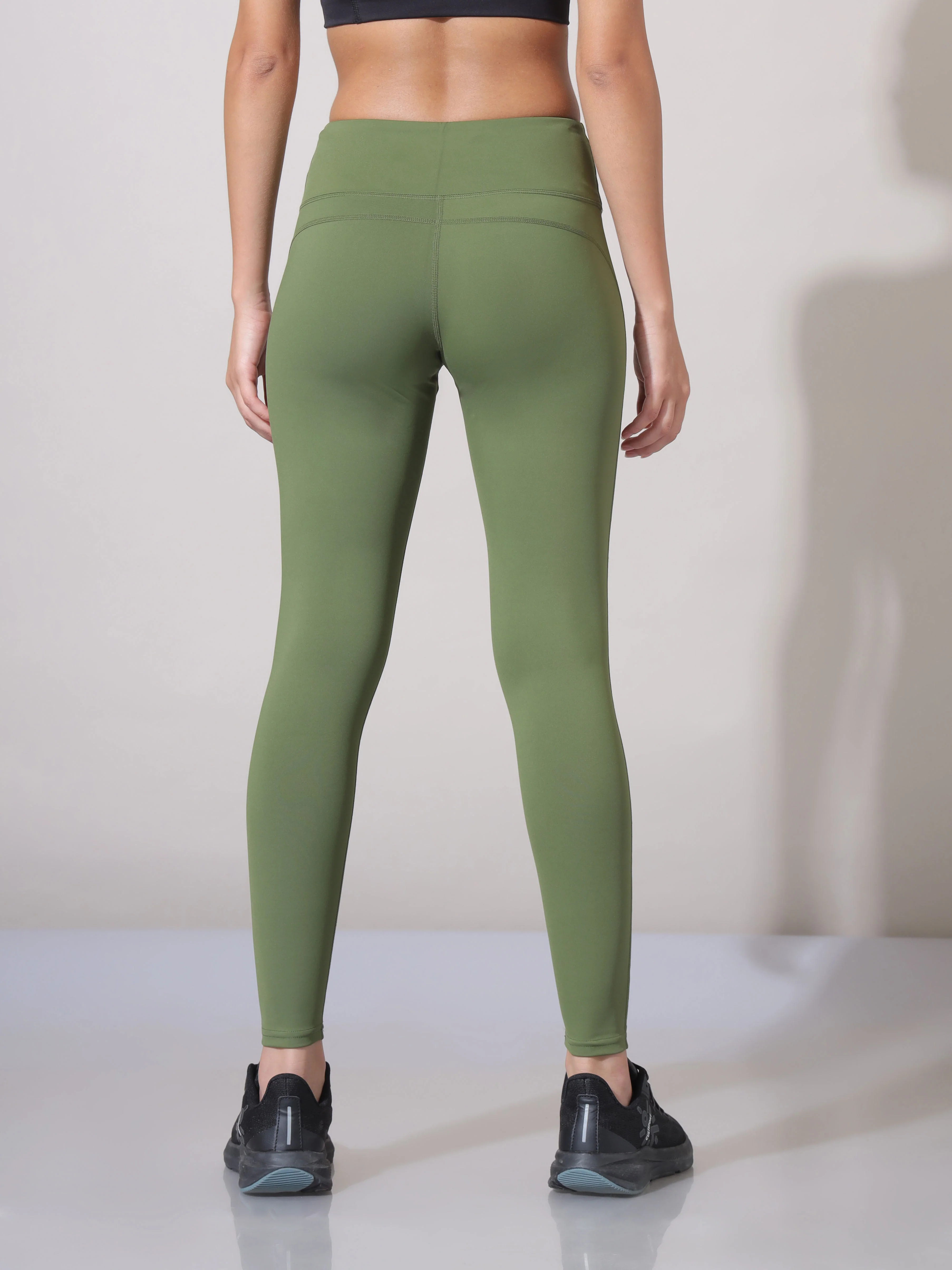 Olive Absolute Fit Solid Workout Tights - Image 3