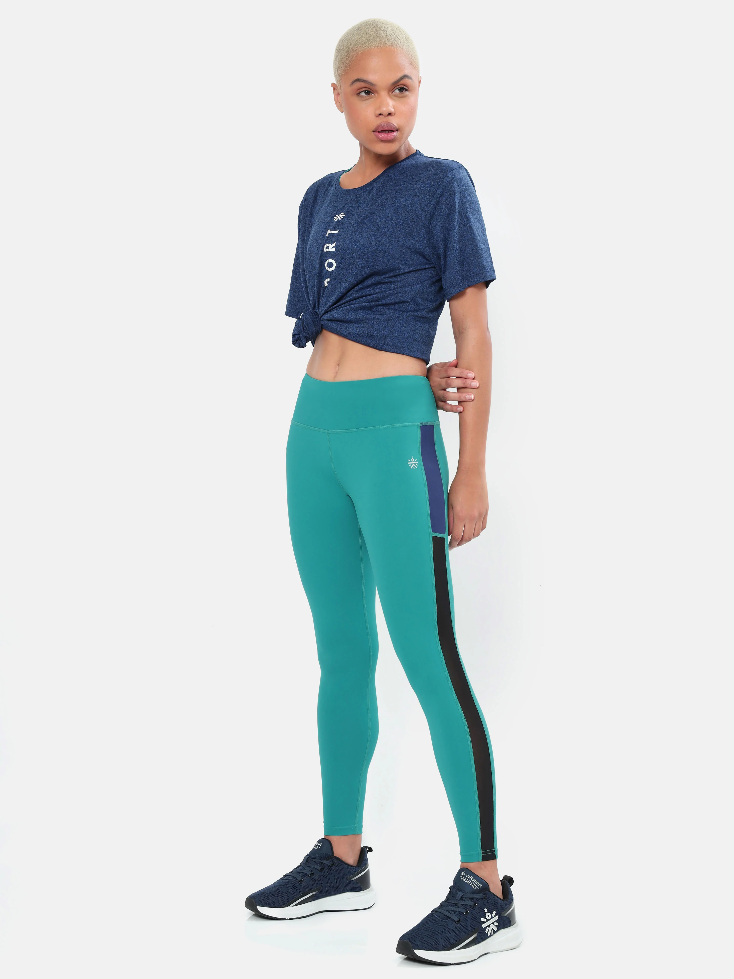 Absolute Fit Tights with Contrast Side Panels and Back Pocket - Image 5