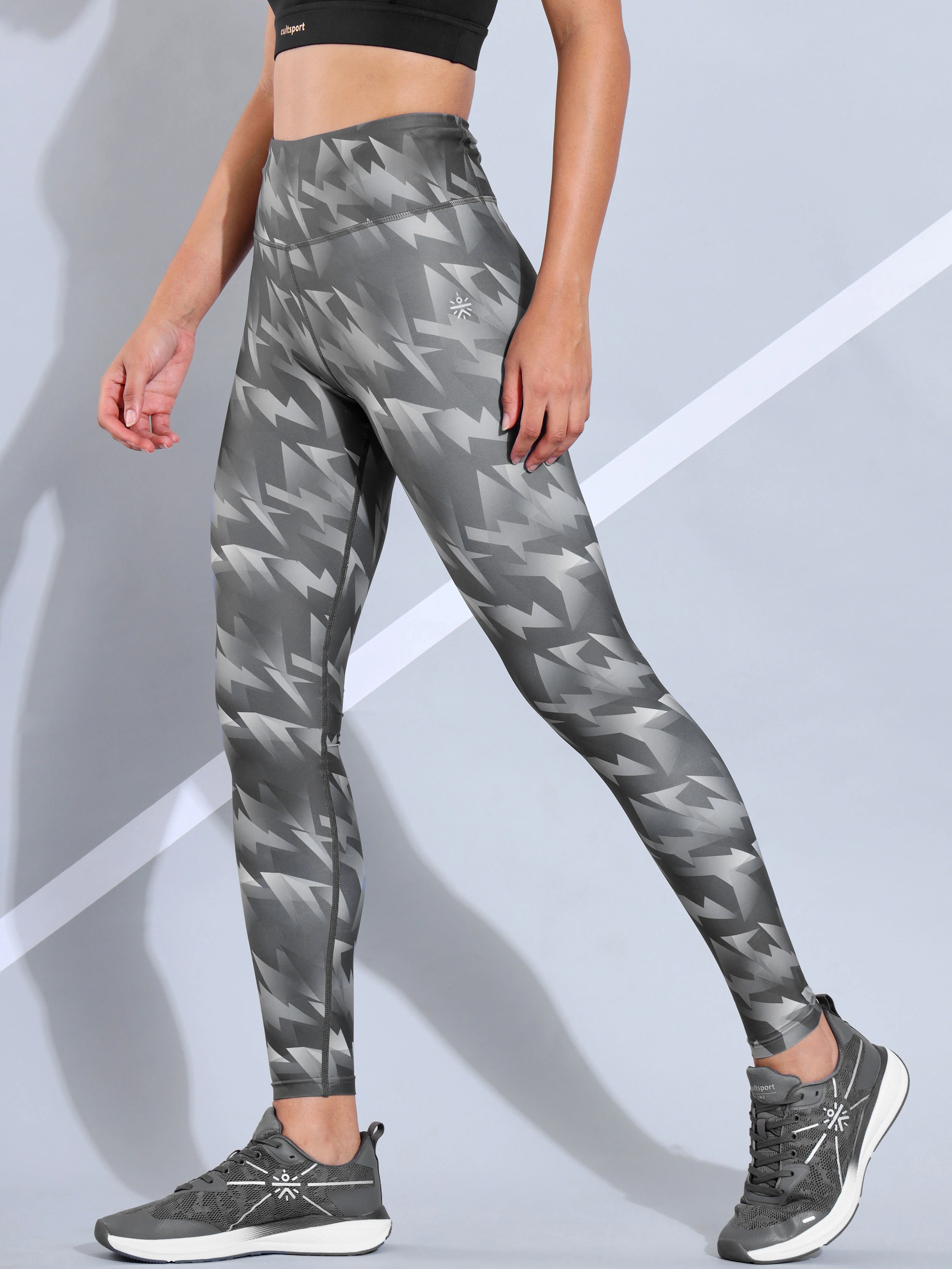 Dark Grey All Over Print Absolute Fit Tights with Back Pocket - Image 3