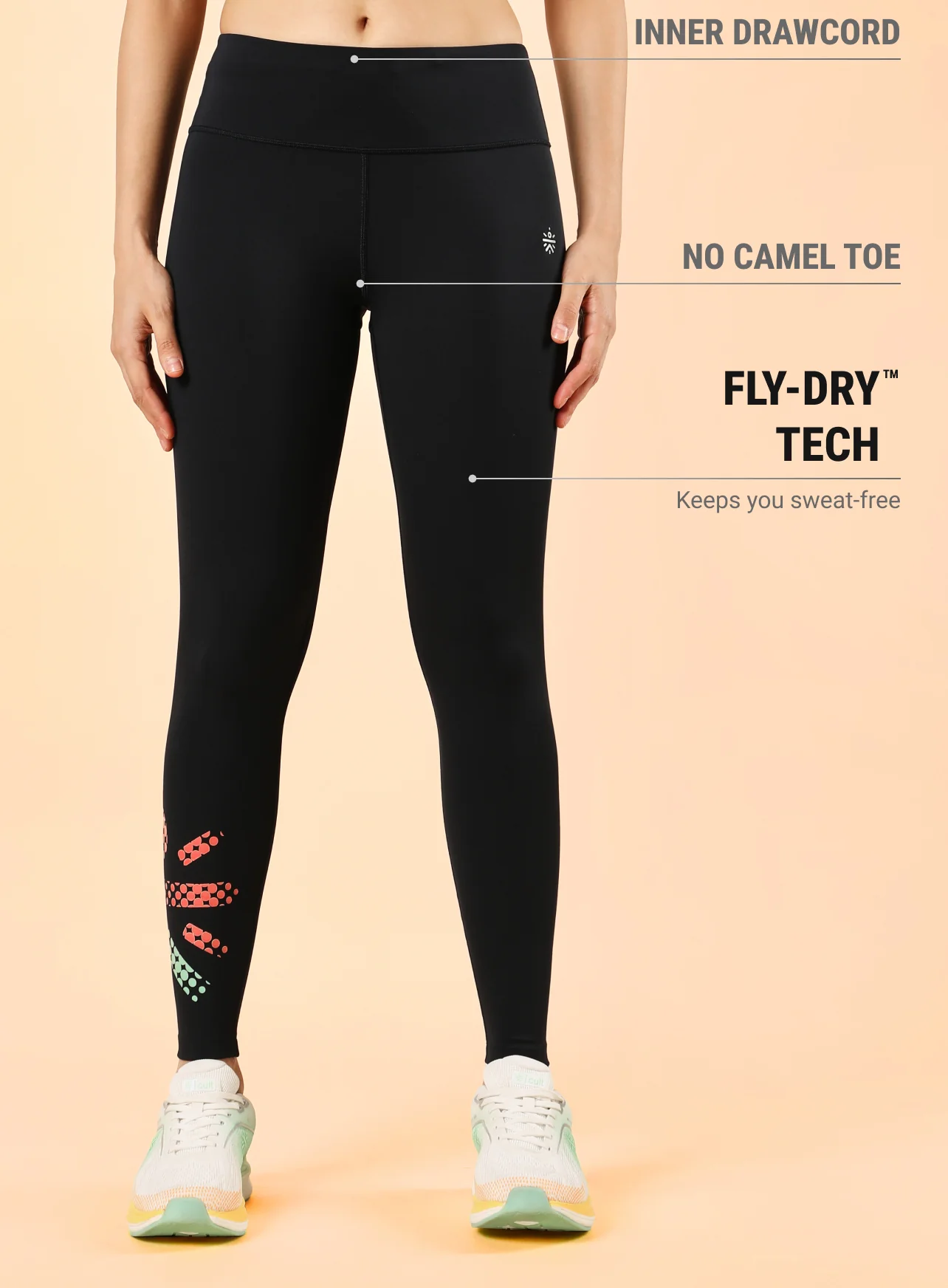 Black Absolute Fit Tights with Logo Print and Back Pocket - Image 4