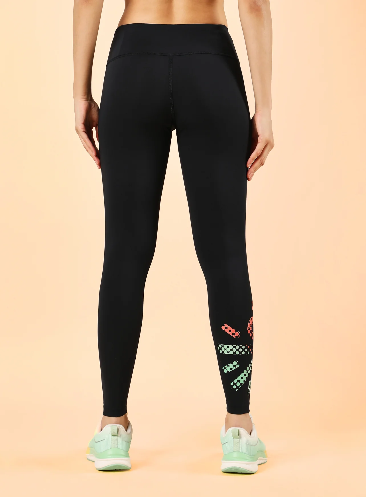 Black Absolute Fit Tights with Logo Print and Back Pocket - Image 6