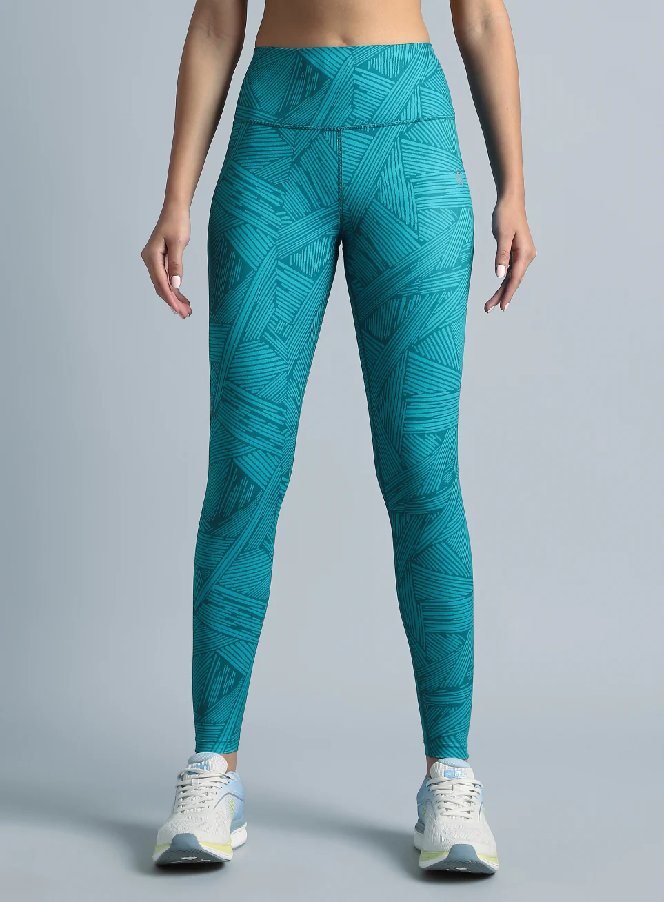 Teal All Over Print Absolute Fit Tights with Back Pocket - Image 4