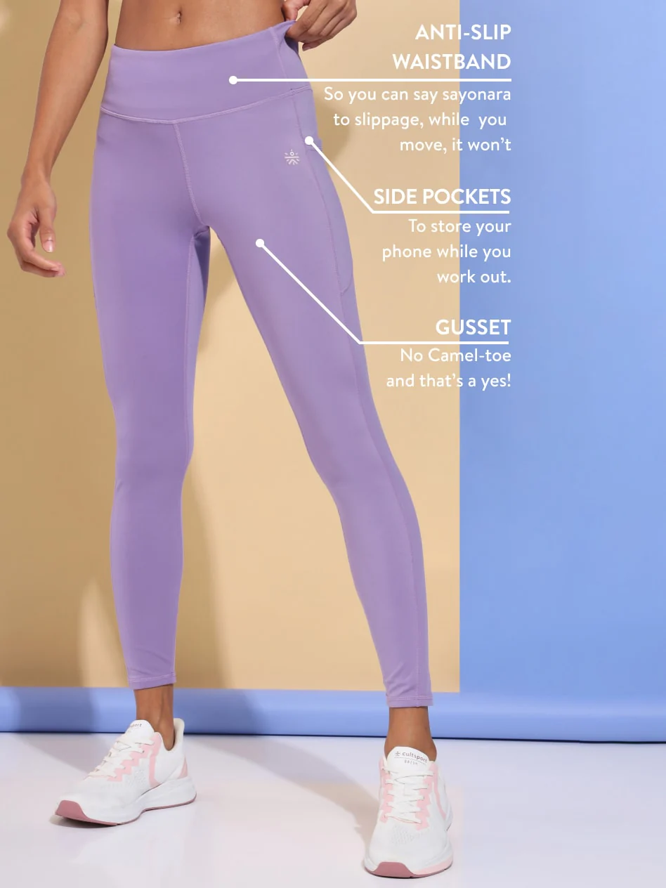 AbsoluteFit Essential Lavender Tights With Pockets - Image 4