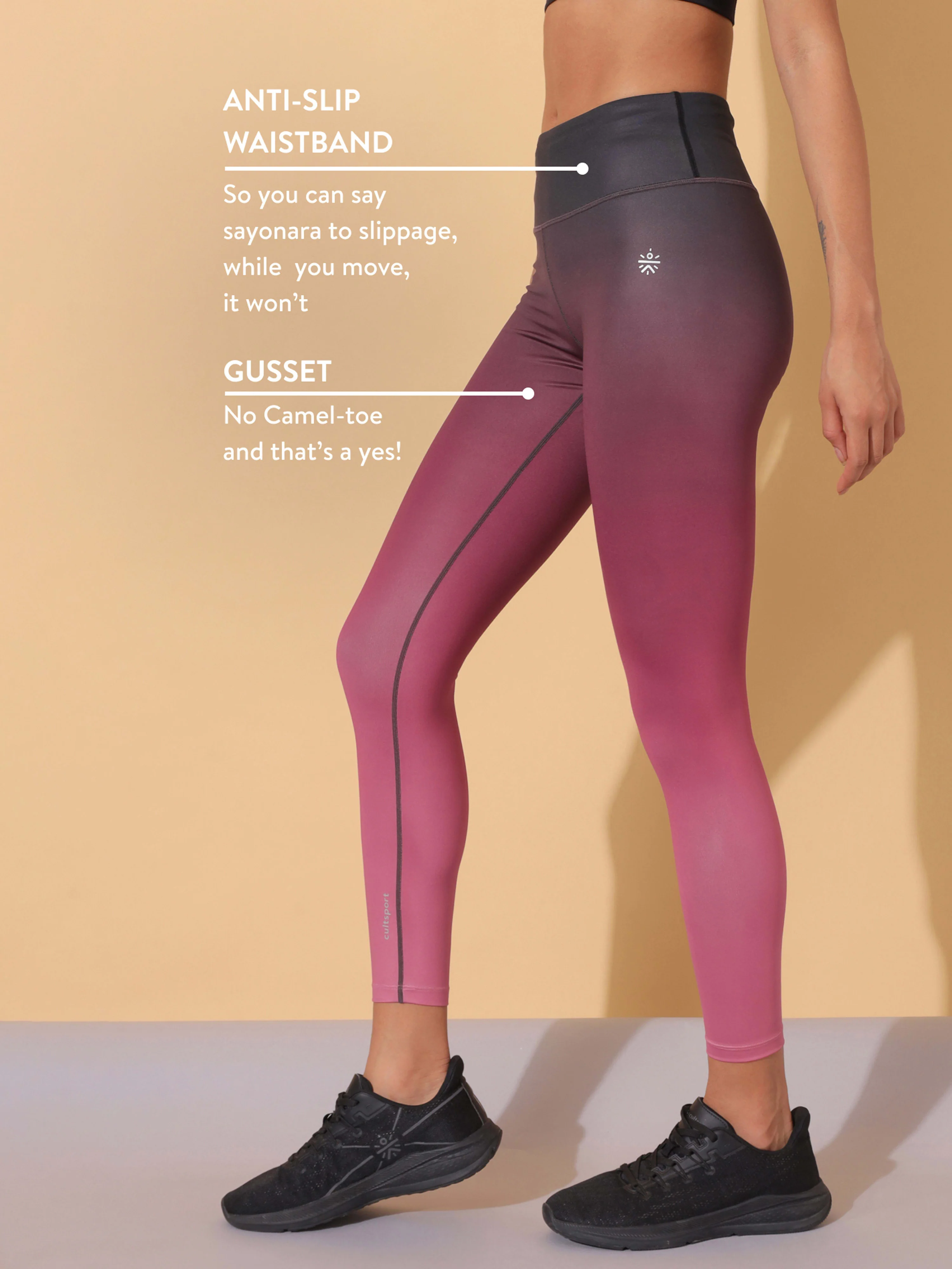 Wine AbsoluteFit Ombre Tights - Image 2