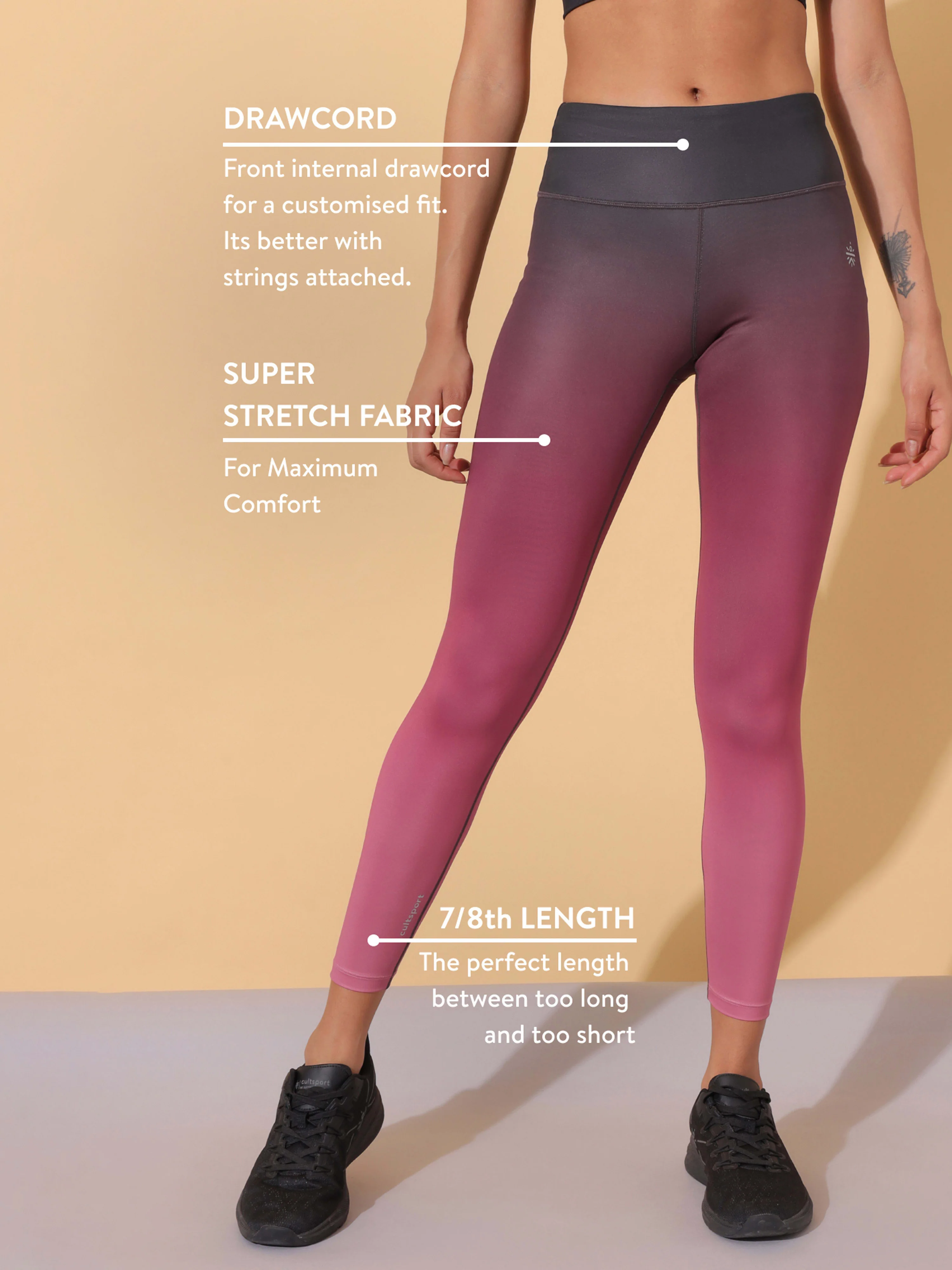 Wine AbsoluteFit Ombre Tights - Image 3