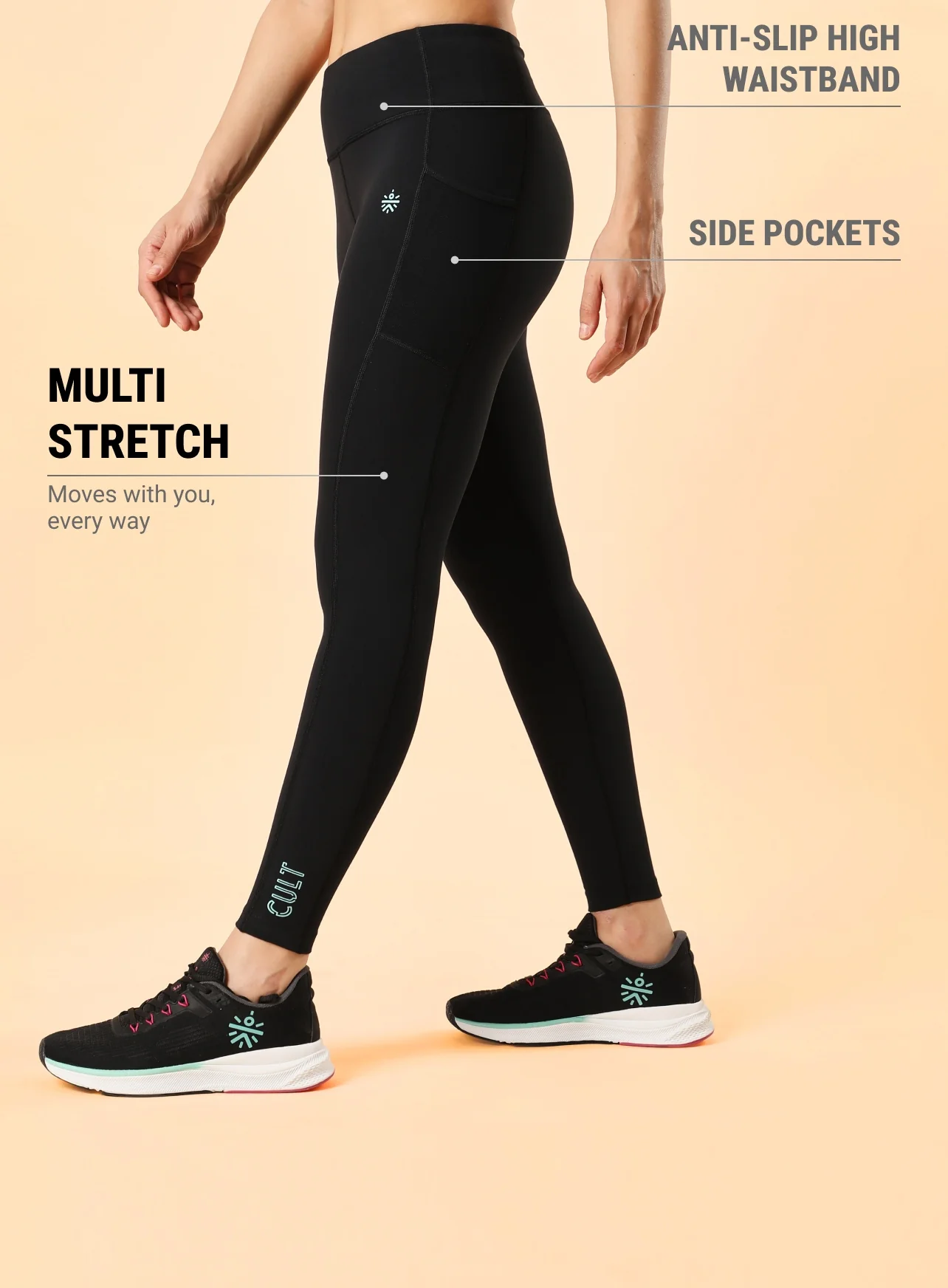 AbsoluteFit Solid Workout Tights With Pocket - Image 5