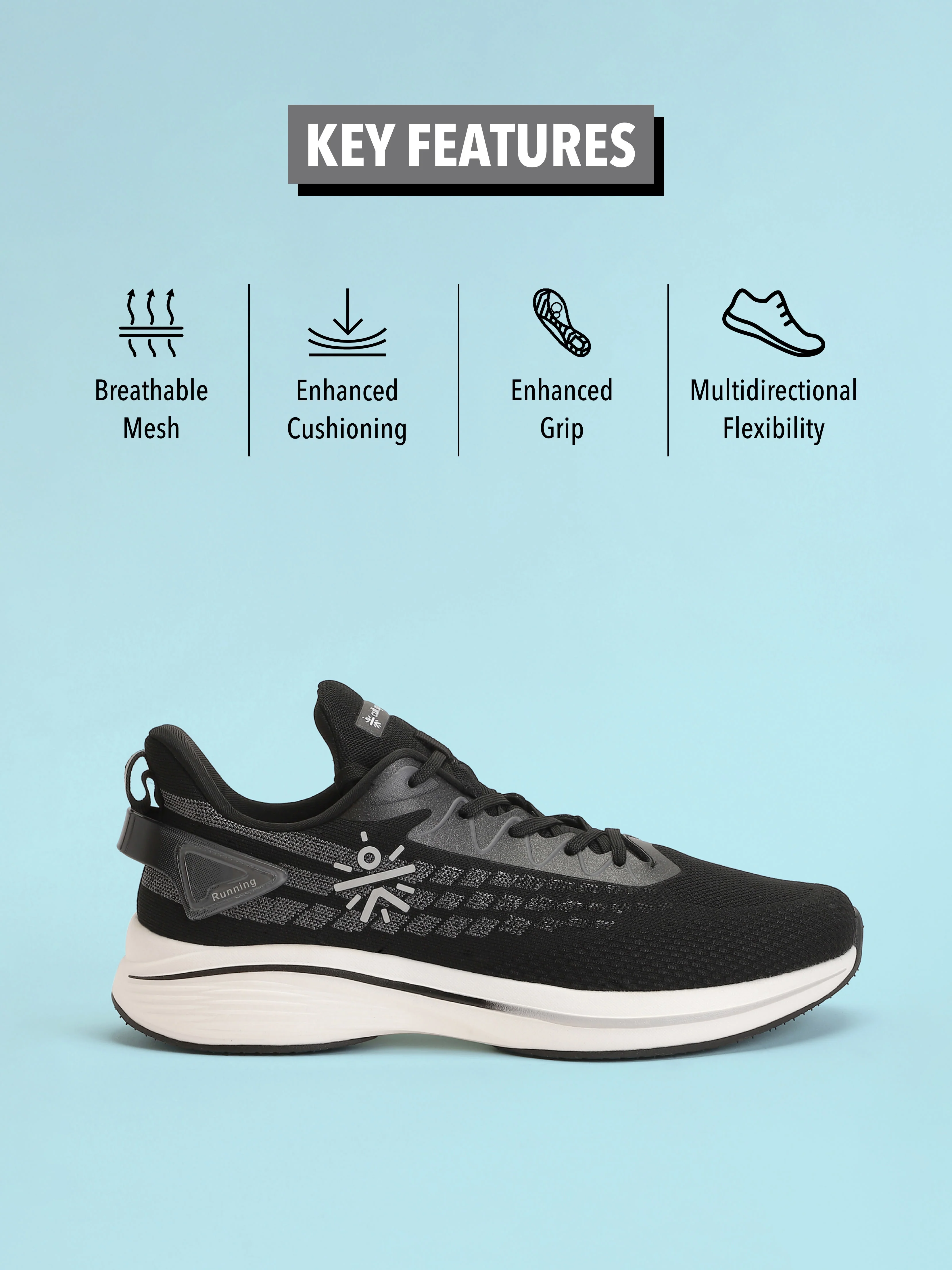 cult Active Men Running Shoes - Black - Image 3