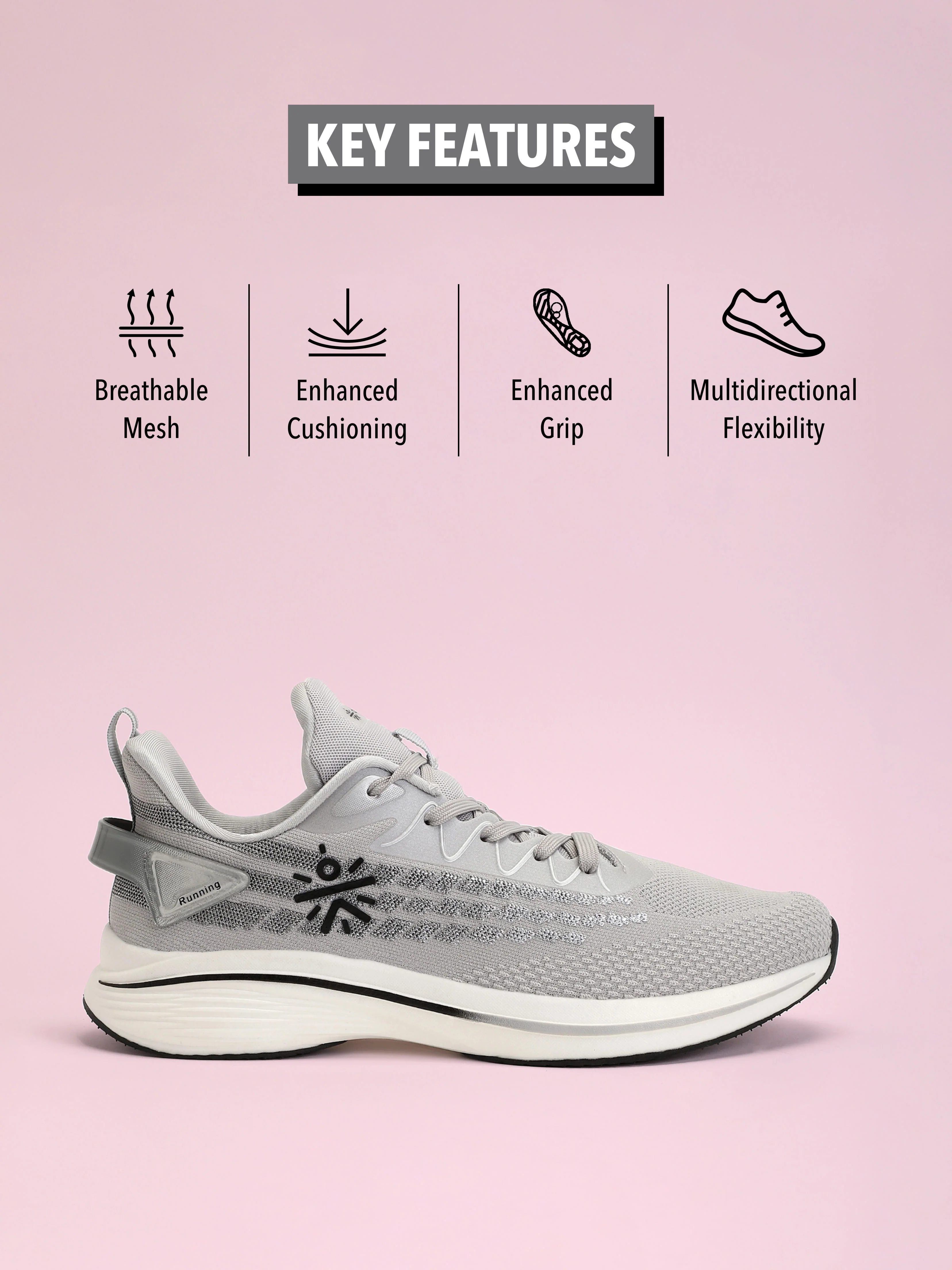 cult Active Men Running Shoes - L.Grey - Image 3