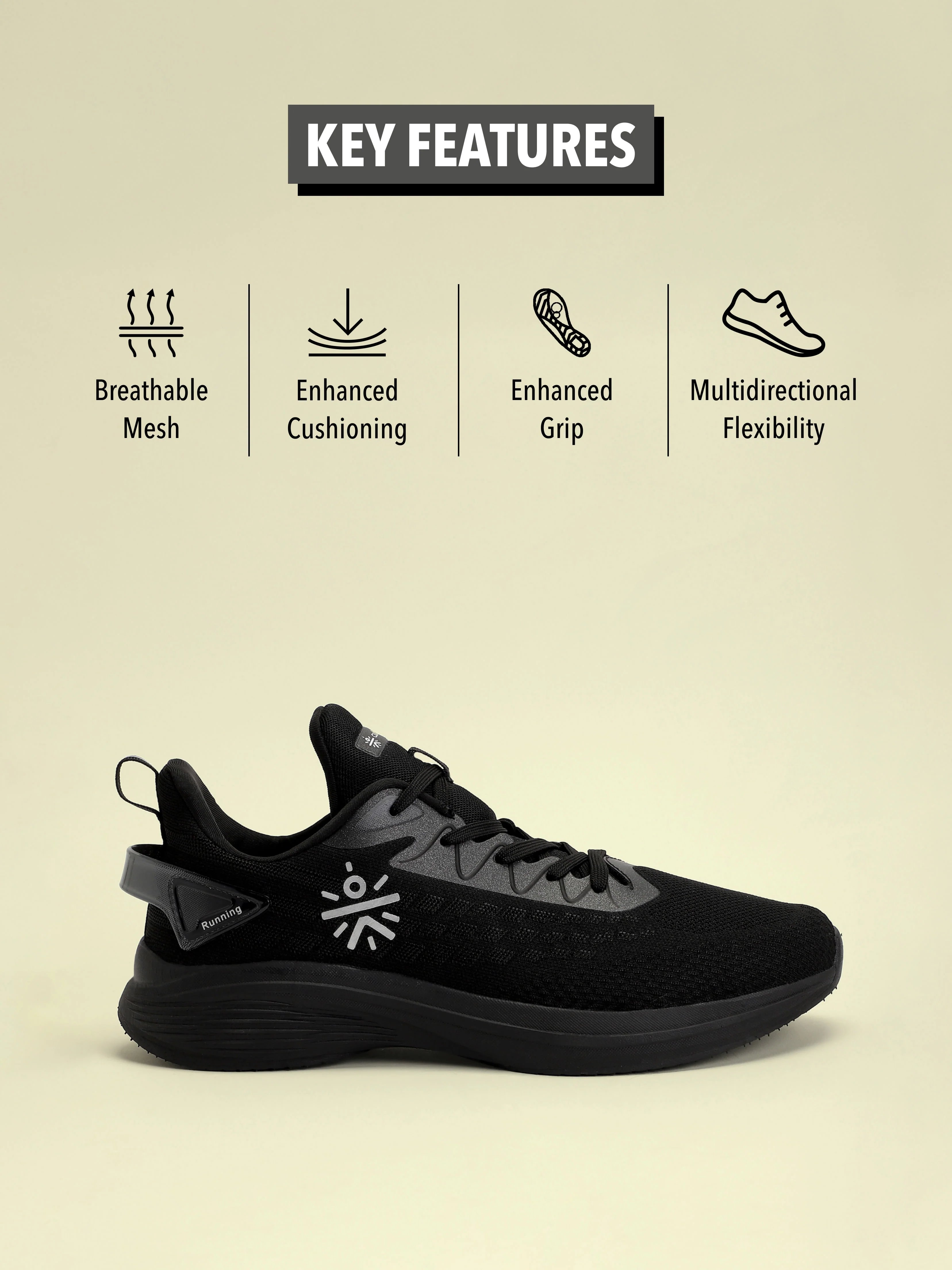 cult Active Men Running Shoes - Black - Image 3