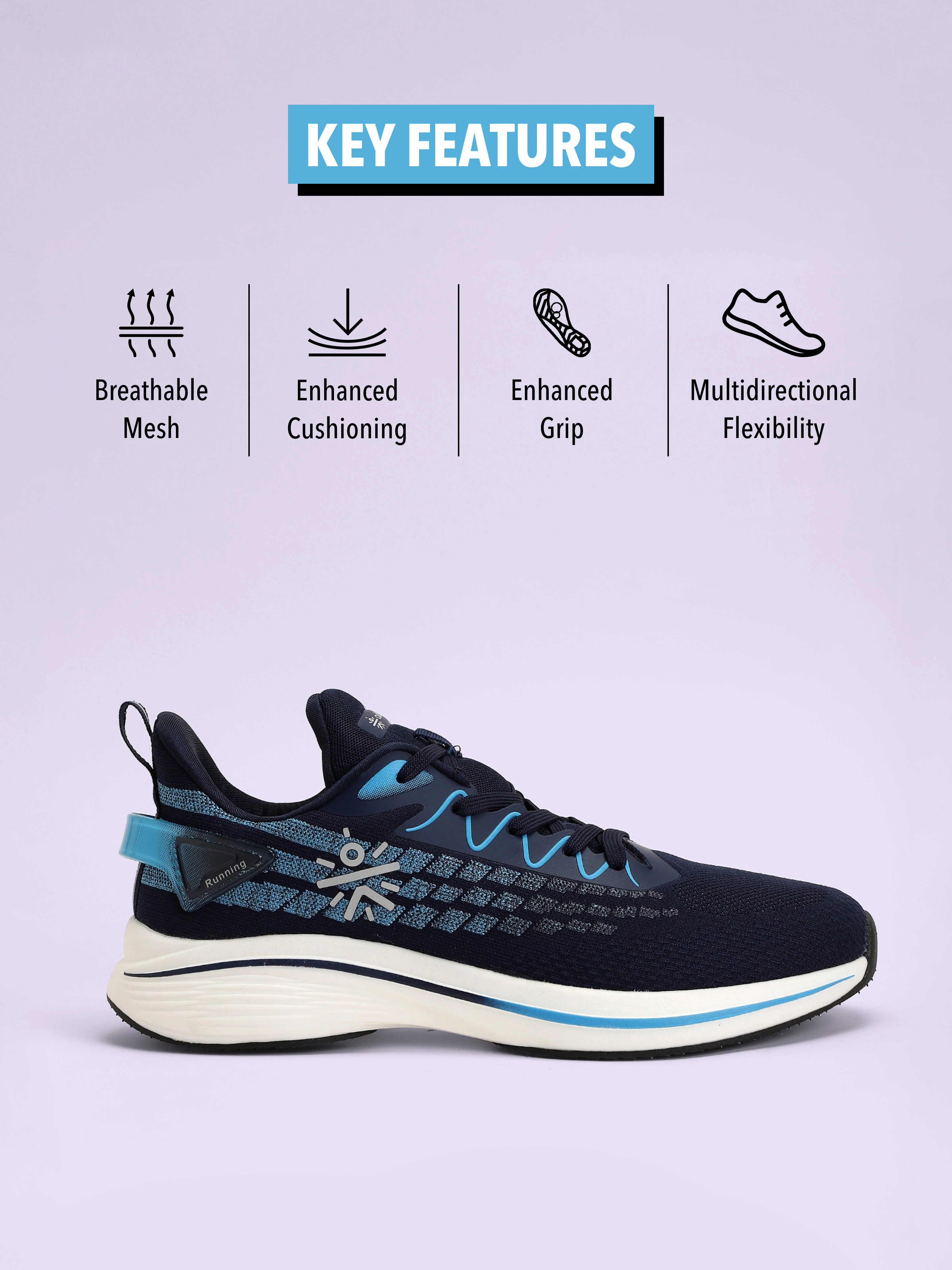 cult Active Men Running Shoes - Navy Blue - Image 3