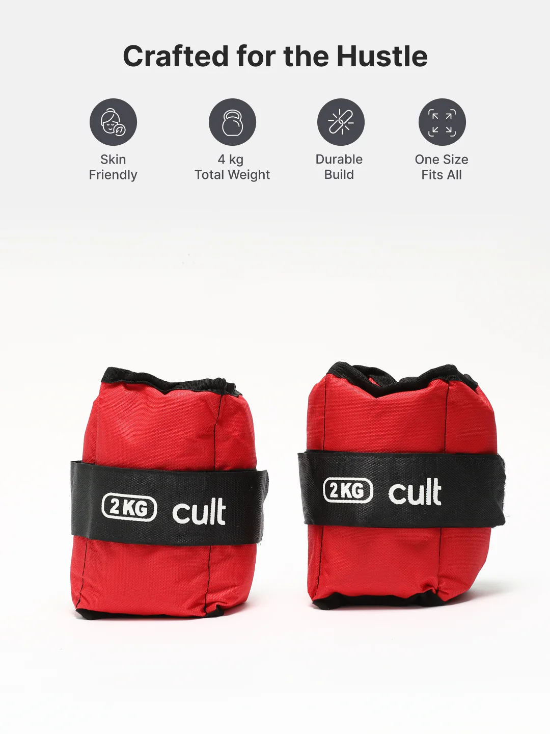 Ankle Weights 4 kg (2 kg Each Strap) Red Strength Training, Running, Yoga & Home Workouts - Image 3