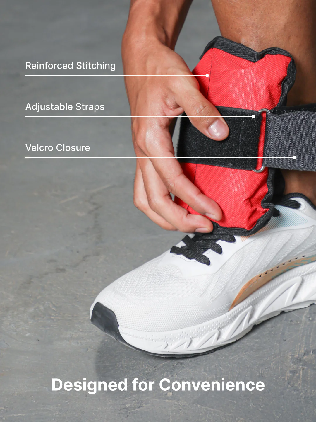 Ankle Weights 4 kg (2 kg Each Strap) Red Strength Training, Running, Yoga & Home Workouts - Image 5