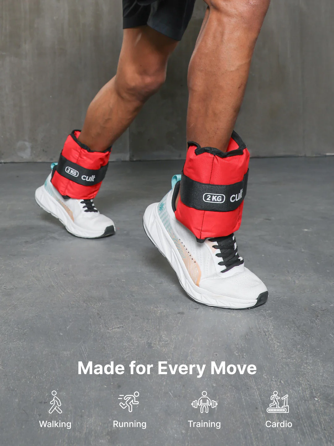 Ankle Weights 4 kg (2 kg Each Strap) Red Strength Training, Running, Yoga & Home Workouts - Image 6