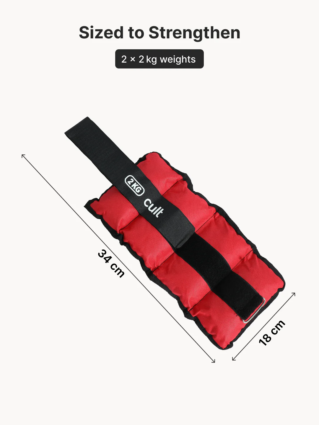 Ankle Weights 4 kg (2 kg Each Strap) Red Strength Training, Running, Yoga & Home Workouts - Image 7