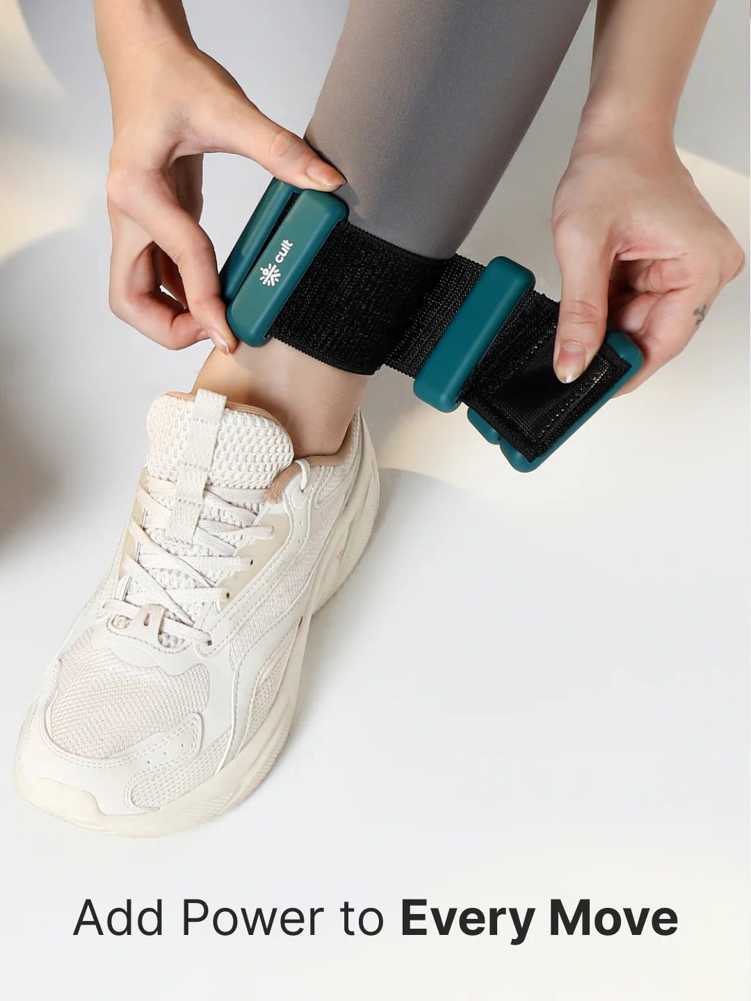 Adjustable Ankle and Wrist Weights (450 g x 2) pair with Removable 60 g Slots Green Customisable Weights for Running, Walking, Yoga & Workouts - Image 2