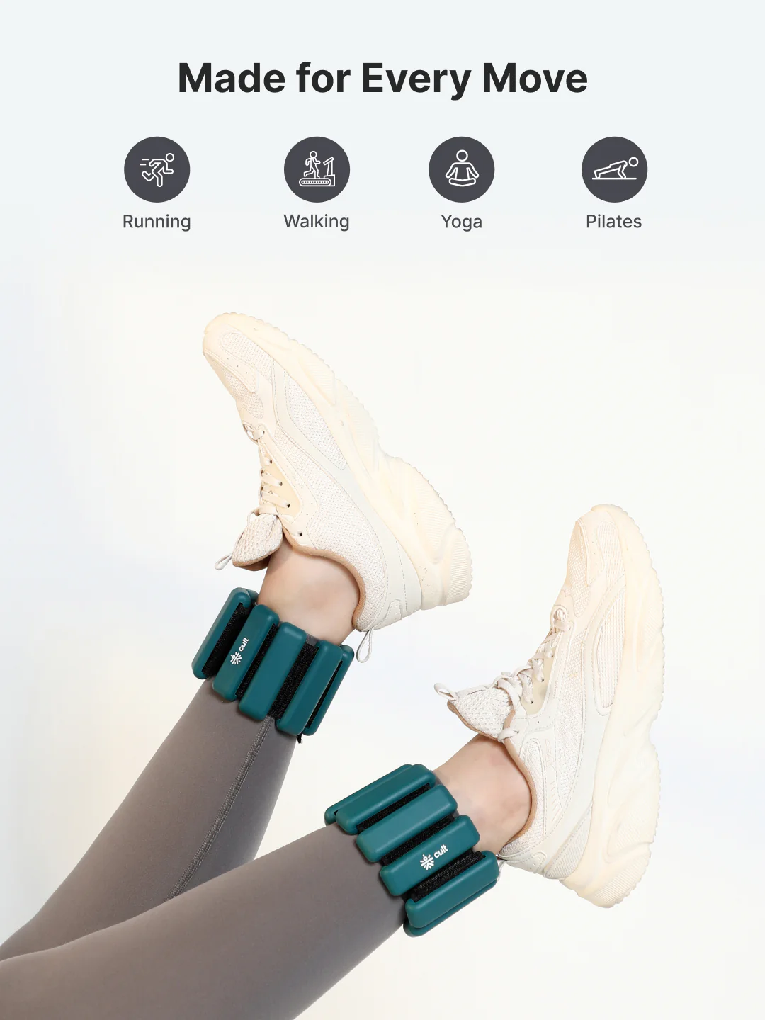 Adjustable Ankle and Wrist Weights (450 g x 2) pair with Removable 60 g Slots Green Customisable Weights for Running, Walking, Yoga & Workouts - Image 6