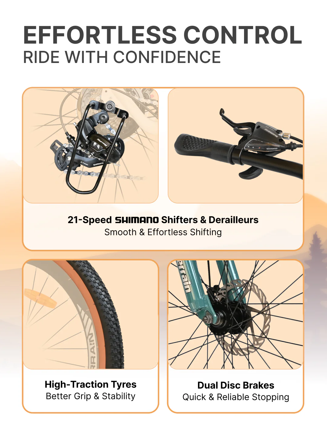 Aeroblast Mountain Bike Alloy Frame 21 Speed Cycle 27.5 inch With Front Suspension, Triple Wall Rim and Dual Disc Brakes, Ideal For 5.2 ft to 6 ft, 15+ Years, Unisex (WhiteBlue) - Image 3