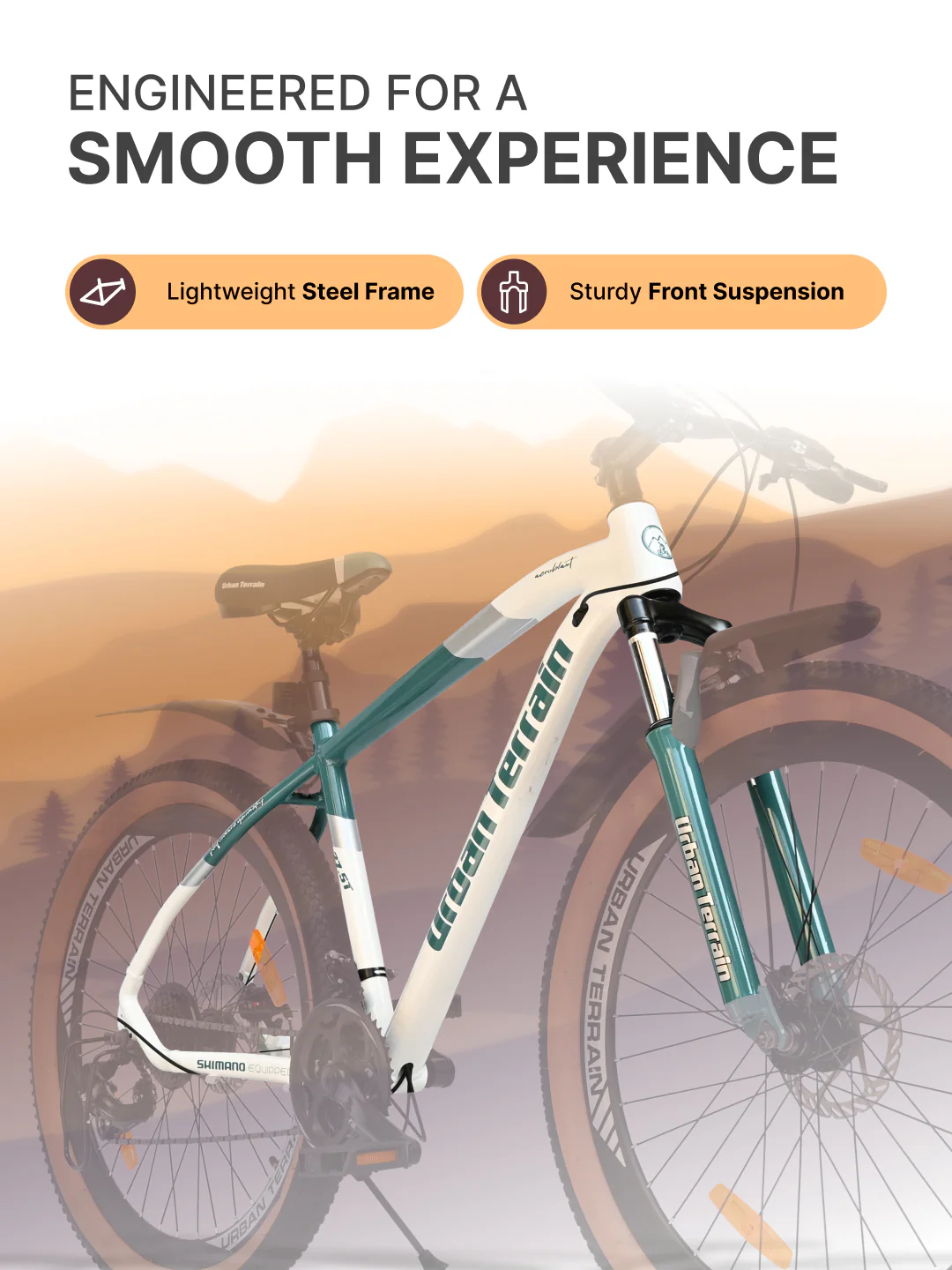 Aeroblast Mountain Bike Alloy Frame 21 Speed Cycle 27.5 inch With Front Suspension, Triple Wall Rim and Dual Disc Brakes, Ideal For 5.2 ft to 6 ft, 15+ Years, Unisex (WhiteBlue) - Image 4