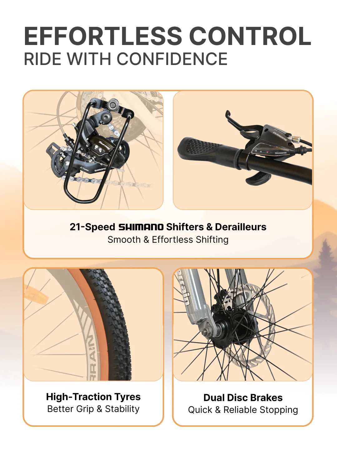 Aeroblast Mountain Bike Alloy Frame 21 Speed Cycle 27.5 inch With Front Suspension, Triple Wall Rim and Dual Disc Brakes, Ideal For 5.2 ft to 6 ft, 15+ Years, Unisex (WhiteGrey) - Image 3