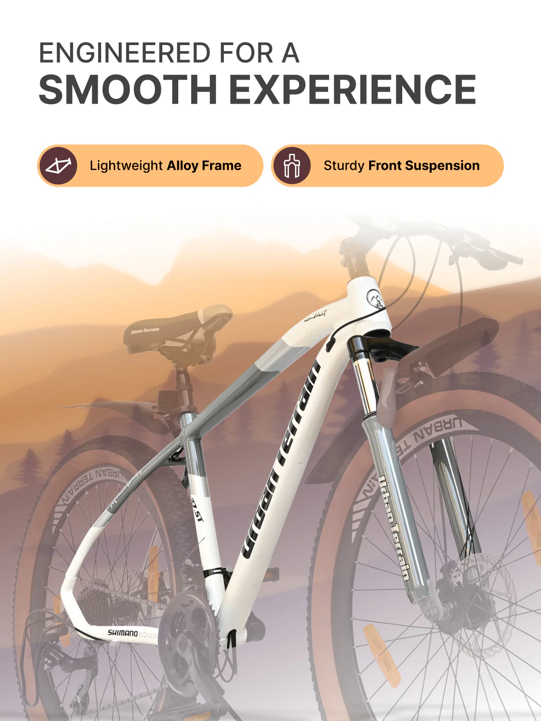 Aeroblast Mountain Bike Alloy Frame 21 Speed Cycle 27.5 inch With Front Suspension, Triple Wall Rim and Dual Disc Brakes, Ideal For 5.2 ft to 6 ft, 15+ Years, Unisex (WhiteGrey) - Image 4