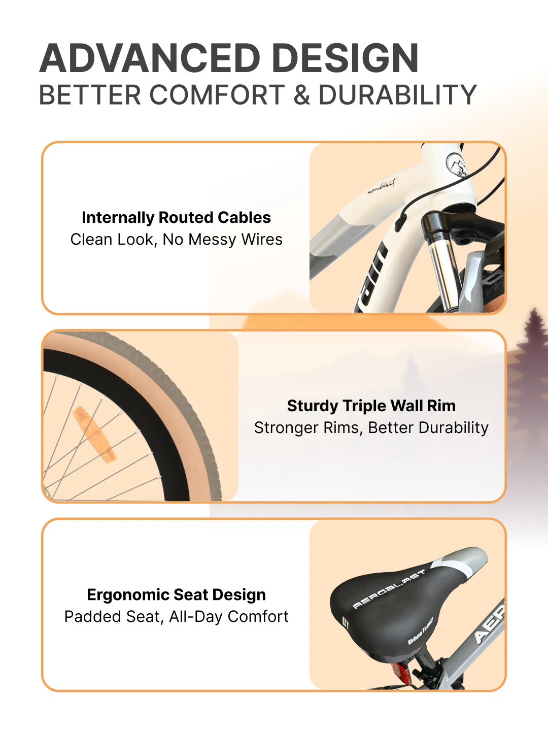 Aeroblast Mountain Bike Alloy Frame 21 Speed Cycle 27.5 inch With Front Suspension, Triple Wall Rim and Dual Disc Brakes, Ideal For 5.2 ft to 6 ft, 15+ Years, Unisex (WhiteGrey) - Image 5