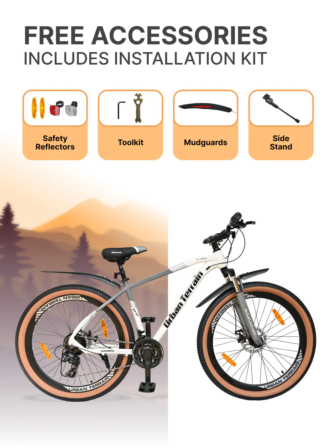 Aeroblast Mountain Bike Alloy Frame 21 Speed Cycle 27.5 inch With Front Suspension, Triple Wall Rim and Dual Disc Brakes, Ideal For 5.2 ft to 6 ft, 15+ Years, Unisex (WhiteGrey) - Image 7