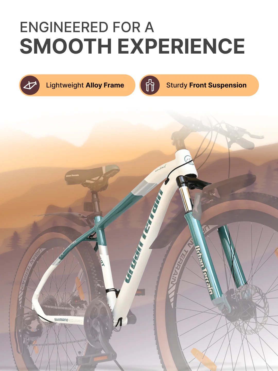 Aeroblast Mountain Bike Alloy Frame 21 Speed Cycle 29 inch With Front Suspension, Triple Wall Rim and Dual Disc Brakes, Ideal For 5.6 ft to 6 ft & above, 15+ Years, Unisex (WhiteBlue) - Image 4