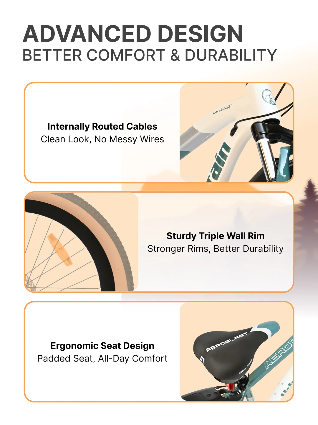 Aeroblast Mountain Bike Alloy Frame 21 Speed Cycle 29 inch With Front Suspension, Triple Wall Rim and Dual Disc Brakes, Ideal For 5.6 ft to 6 ft & above, 15+ Years, Unisex (WhiteBlue) - Image 5