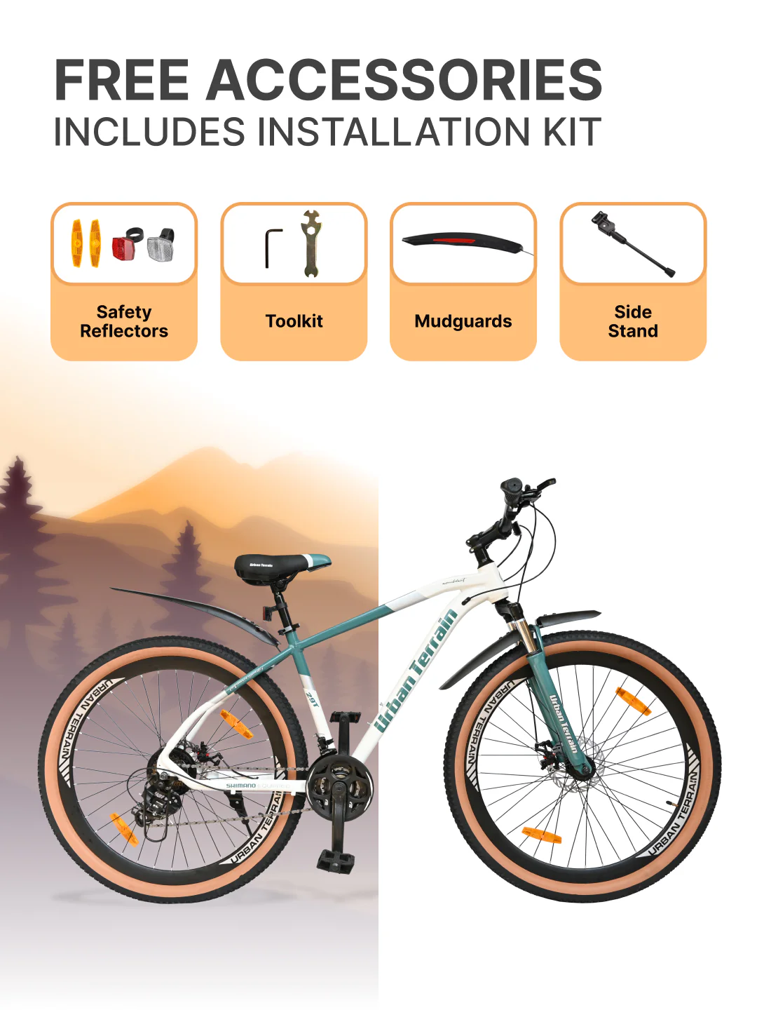 Aeroblast Mountain Bike Alloy Frame 21 Speed Cycle 29 inch With Front Suspension, Triple Wall Rim and Dual Disc Brakes, Ideal For 5.6 ft to 6 ft & above, 15+ Years, Unisex (WhiteBlue) - Image 7