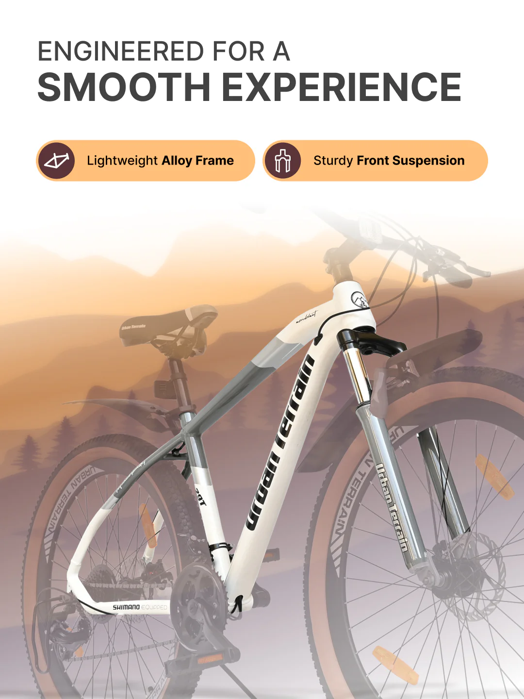 Aeroblast Mountain Bike Alloy Frame 21 Speed Cycle 29 inch With Front Suspension, Triple Wall Rim and Dual Disc Brakes, Ideal For 5.6 ft to 6 ft & above, 15+ Years, Unisex (WhiteGrey) - Image 4