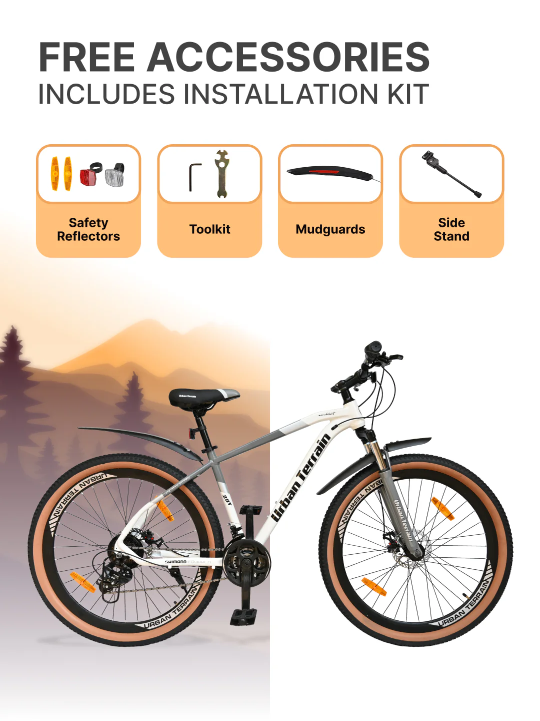 Aeroblast Mountain Bike Alloy Frame 21 Speed Cycle 29 inch With Front Suspension, Triple Wall Rim and Dual Disc Brakes, Ideal For 5.6 ft to 6 ft & above, 15+ Years, Unisex (WhiteGrey) - Image 7