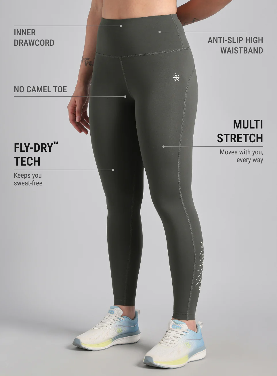 Grey All Day Active Solid Tights - Image 2
