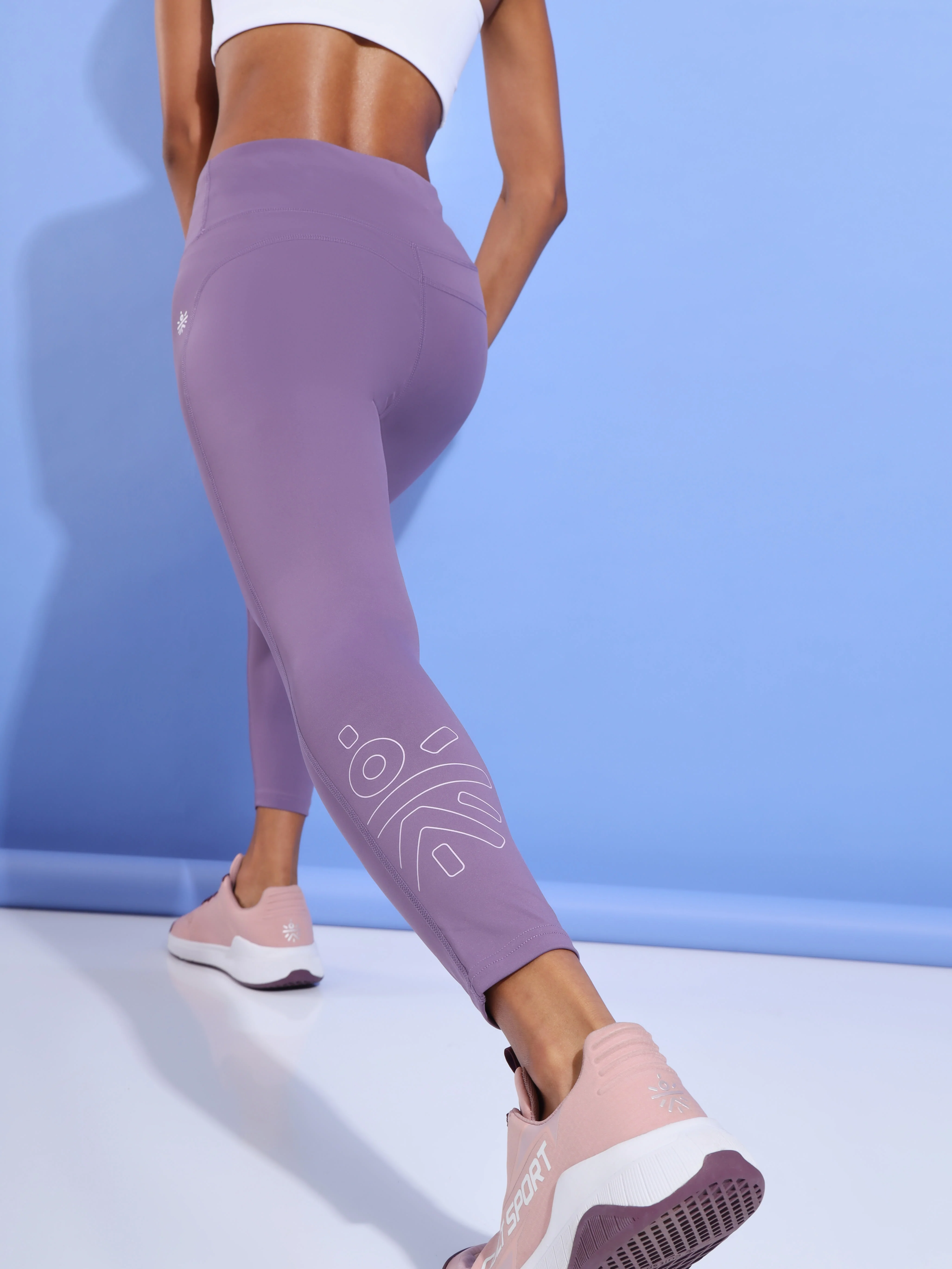 Purple All Day Active Solid Tights for Women - Image 4
