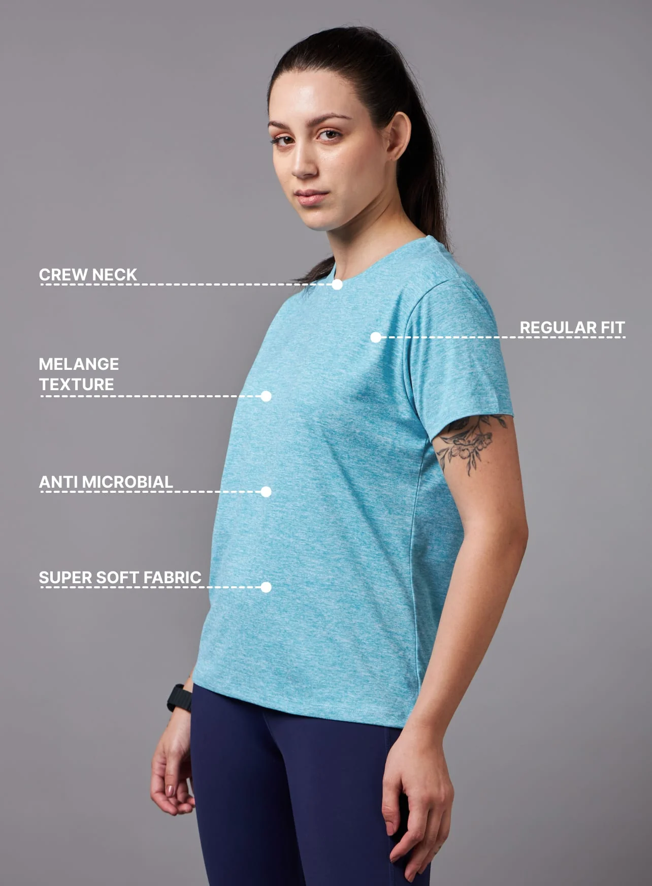Women's All Day Workout Blue Comfortech T-shirt - Image 5