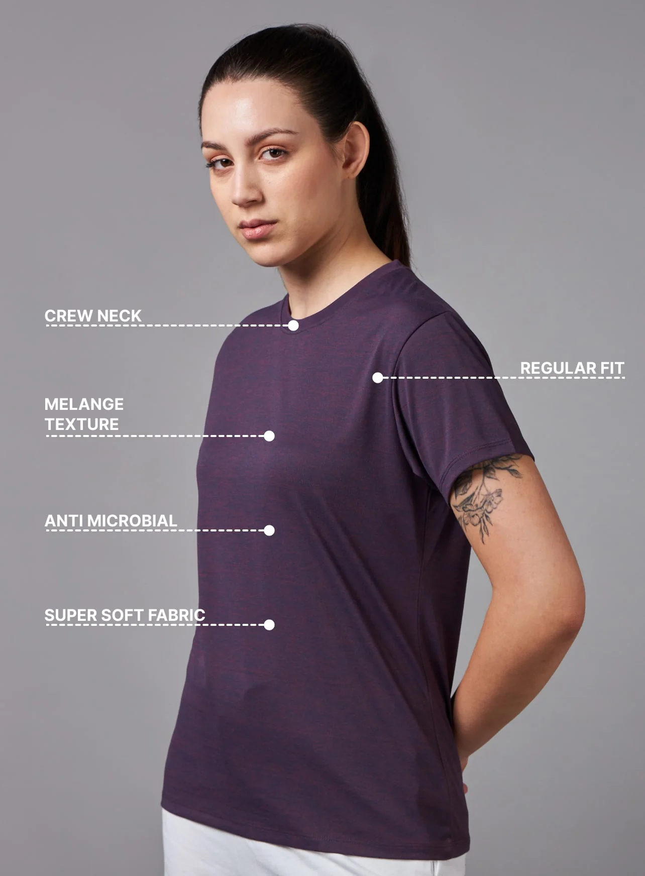 Women's All Day Workout Purple Comfortech T-shirt - Image 4