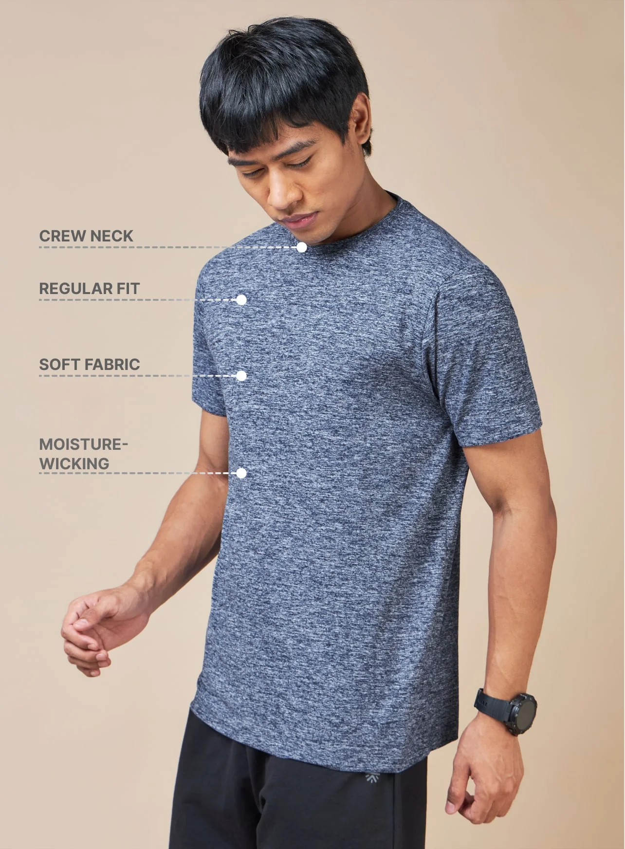 Men's All Day Workout Navy Comfortech T-shirt - Image 5