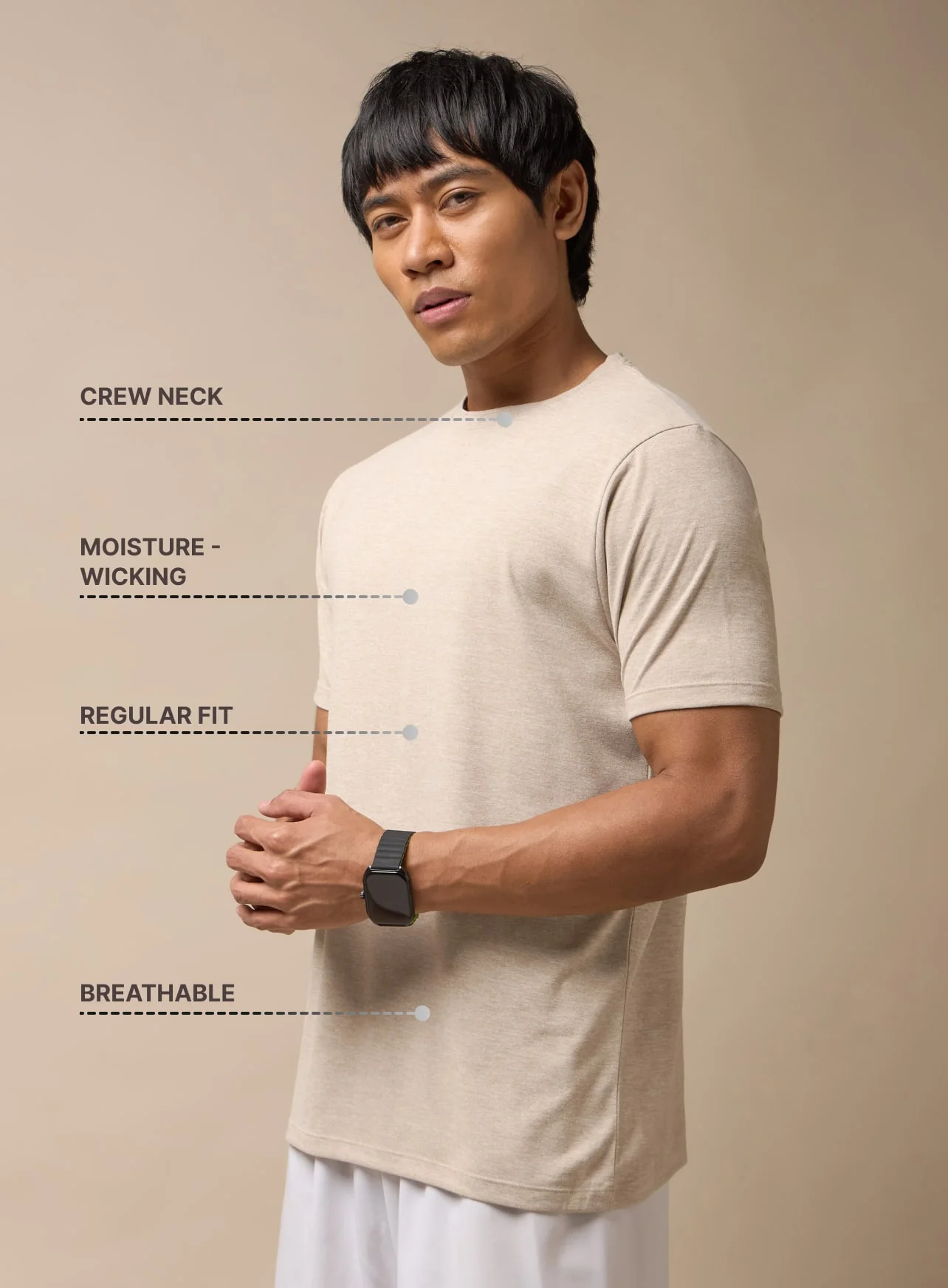 Men's All Day Workout Beige Comfortech T-shirt - Image 4