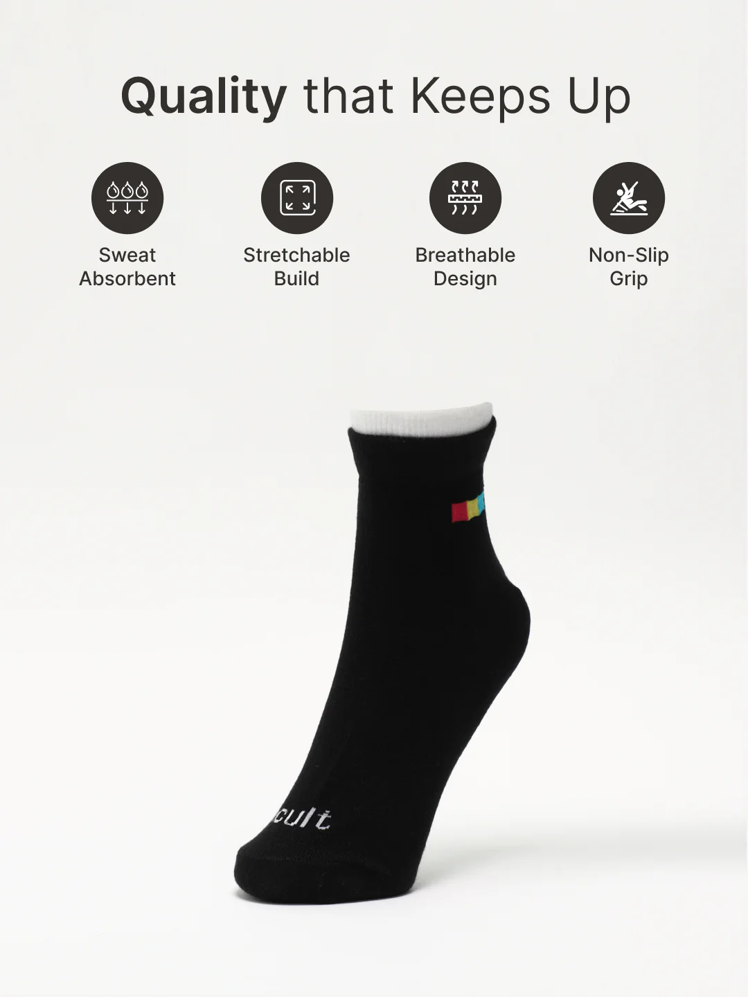 Ankle Length Sports Pack of 3 Multicolour Cotton Blend Men Socks Breathable, Sweat-Absorbent & Comfortable - Image 3