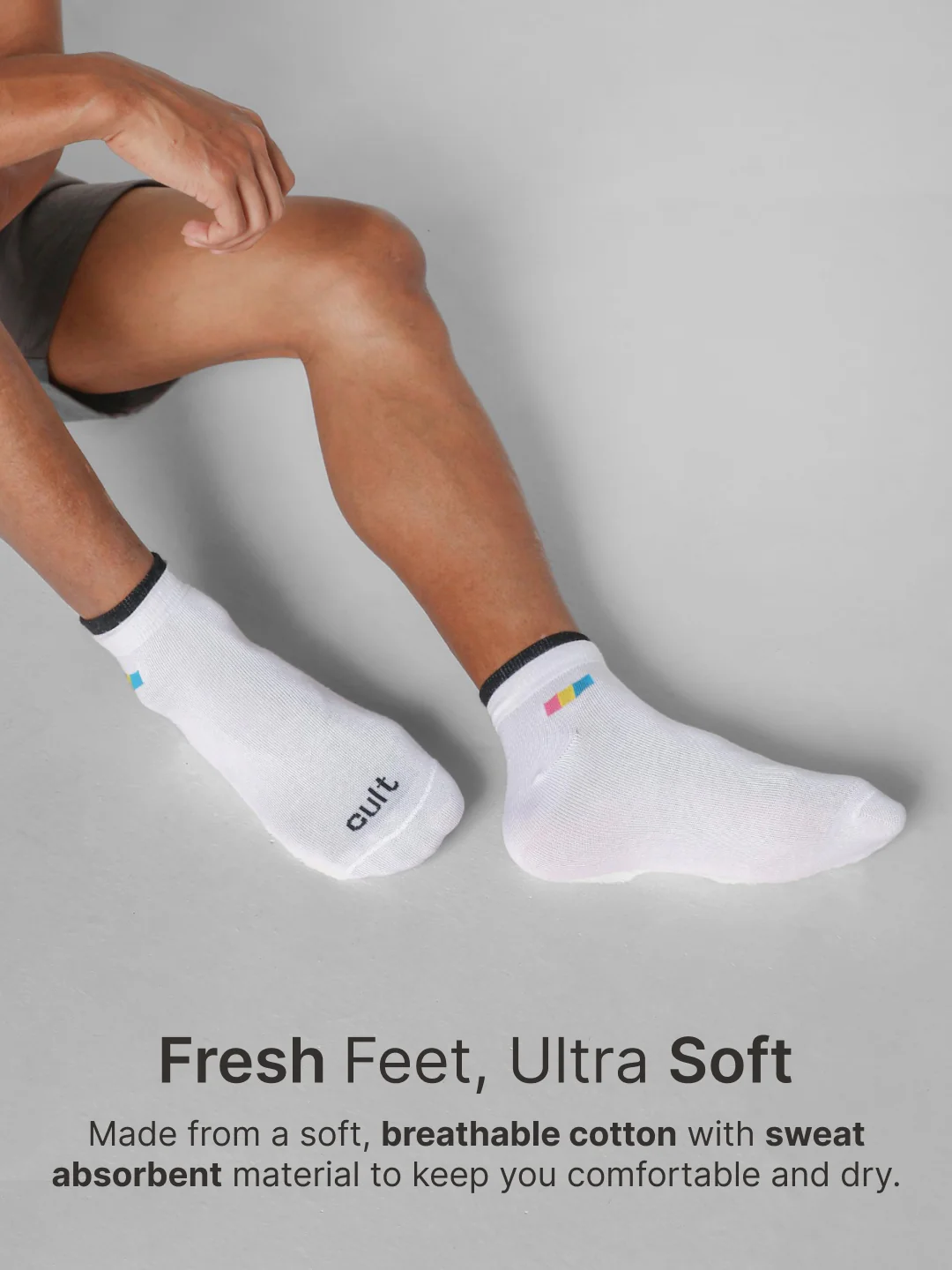Ankle Length Sports Pack of 3 Multicolour Cotton Blend Men Socks Breathable, Sweat-Absorbent & Comfortable - Image 4