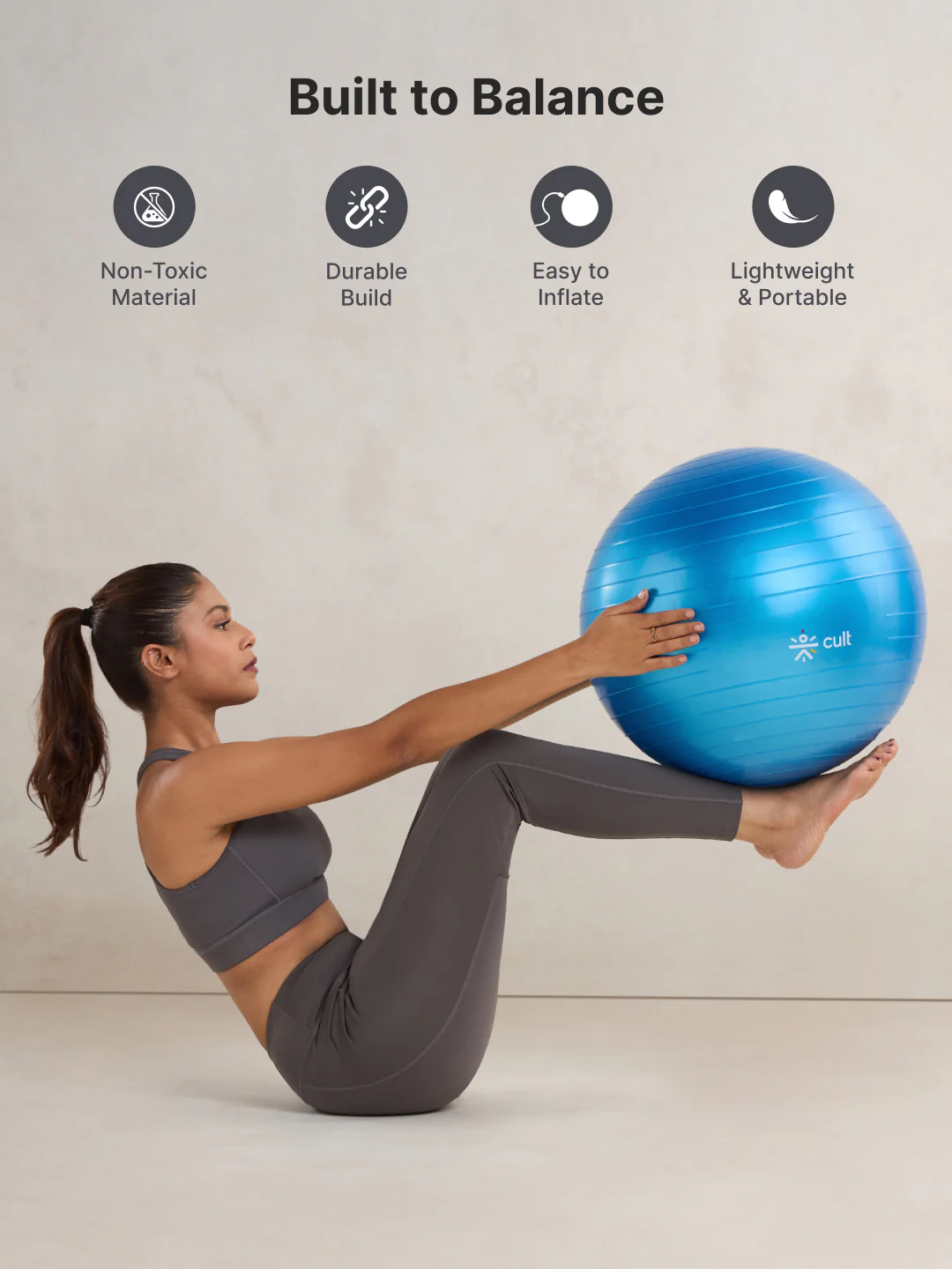 Anti-Burst Versatile Gym Ball with Pump Blue - Image 3