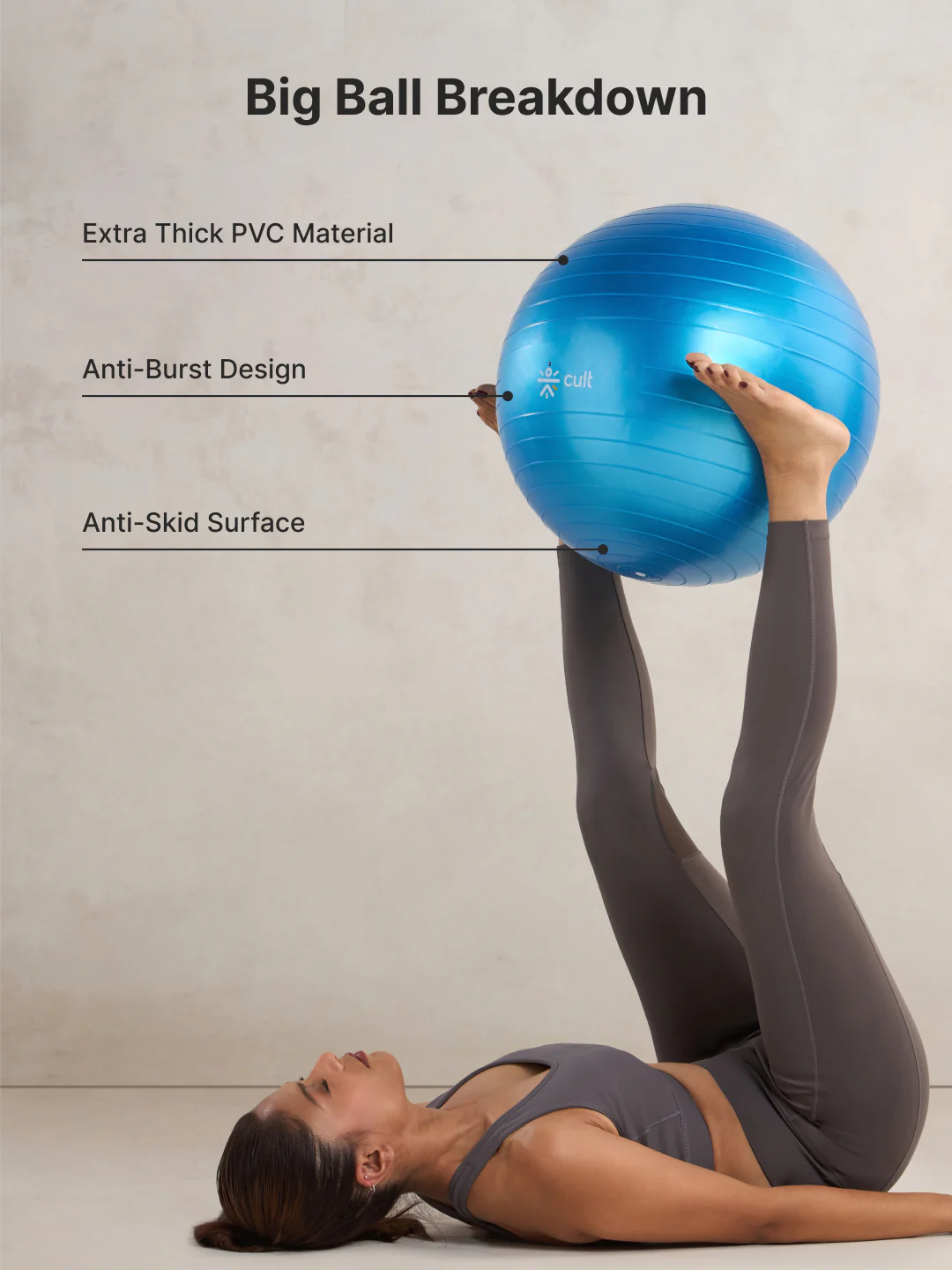 Anti-Burst Versatile Gym Ball with Pump Blue - Image 4