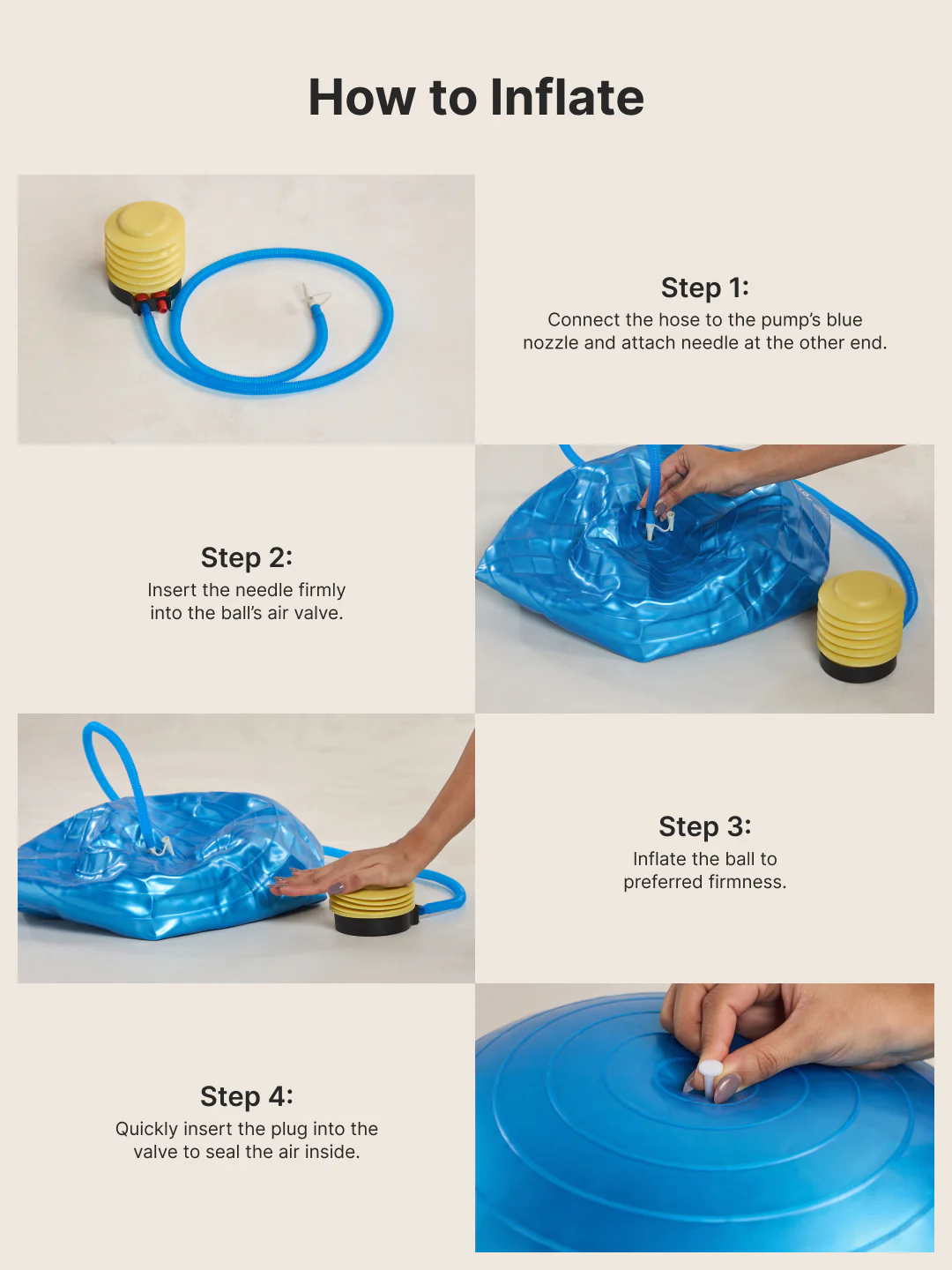 Anti-Burst Versatile Gym Ball with Pump Blue - Image 6
