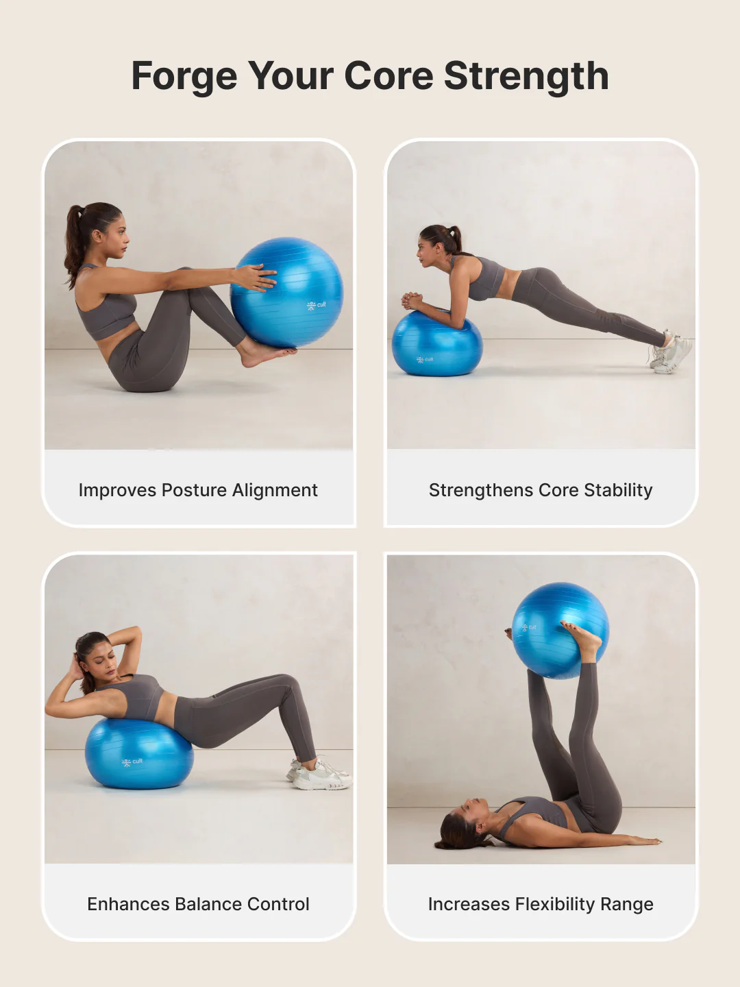 Anti-Burst Versatile Gym Ball with Pump Blue - Image 7