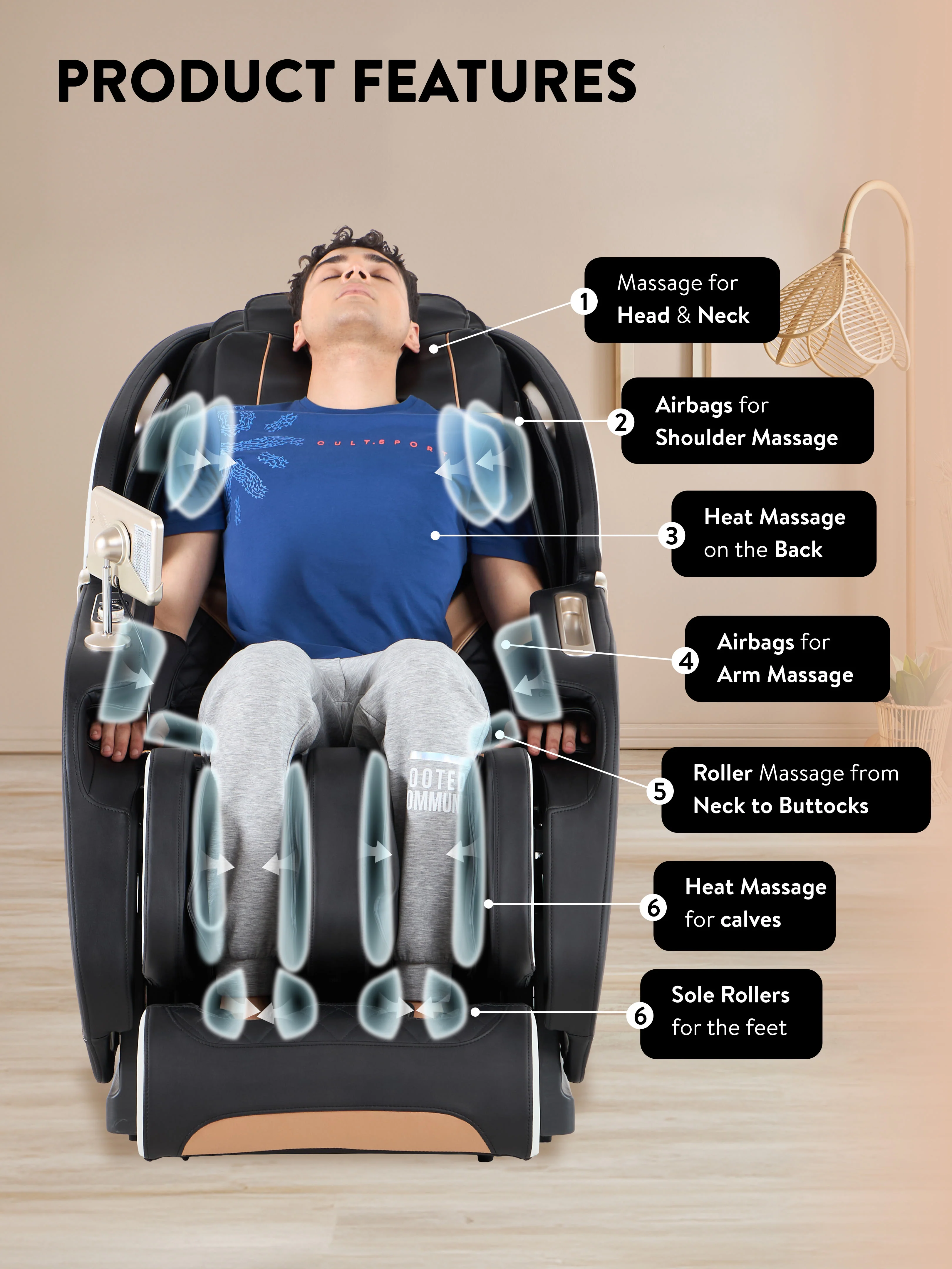 Cult Apex Massage Chair with Zero Gravity, SL Track 2D Massage Technique and Bluetooth AI voice Function For Full Body Massage At Home - Image 3