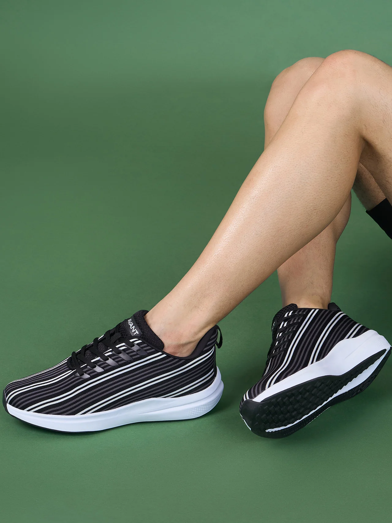 Avant Men's Bi-Strip Running Shoes - Black/White - Image 2